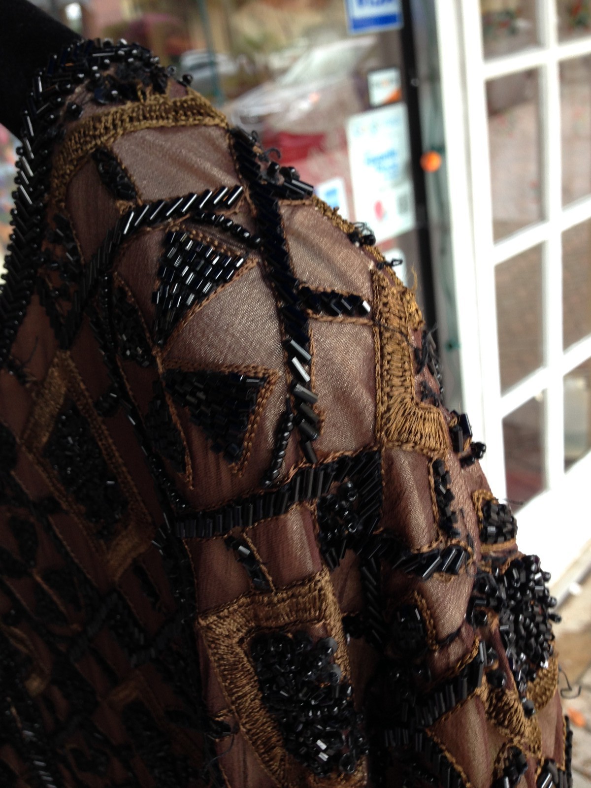 VINTAGE ELABORATE BLACK BEADED & EMBROIDERED SILK JACKET XXL