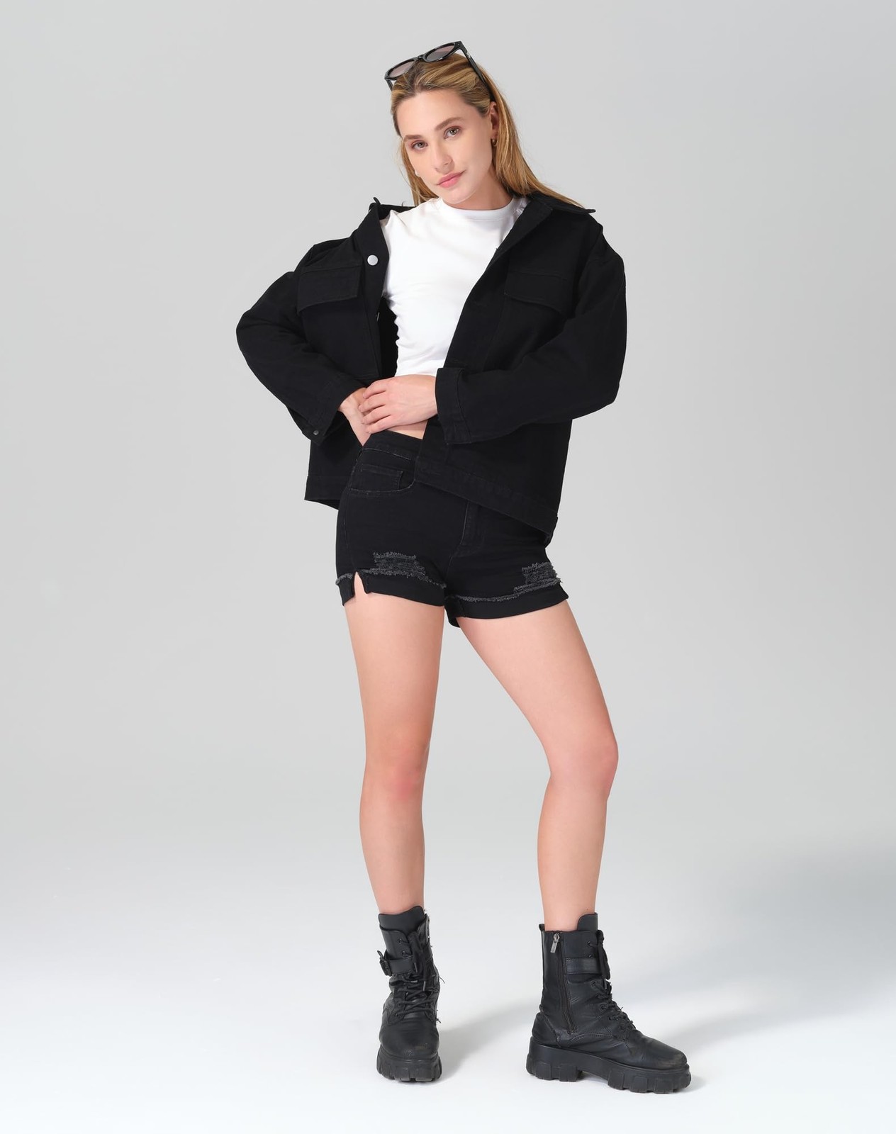 roswear Denim Jacket Coat for Women with Flap Chest Pockets Casual Oversized …