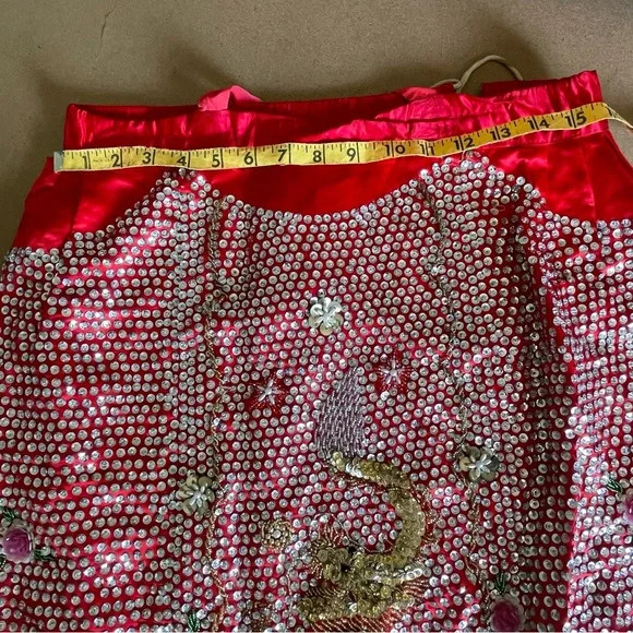 Vintage Custom Handmade Fully Beaded Sequined Traditional Chinese Wedding Dress