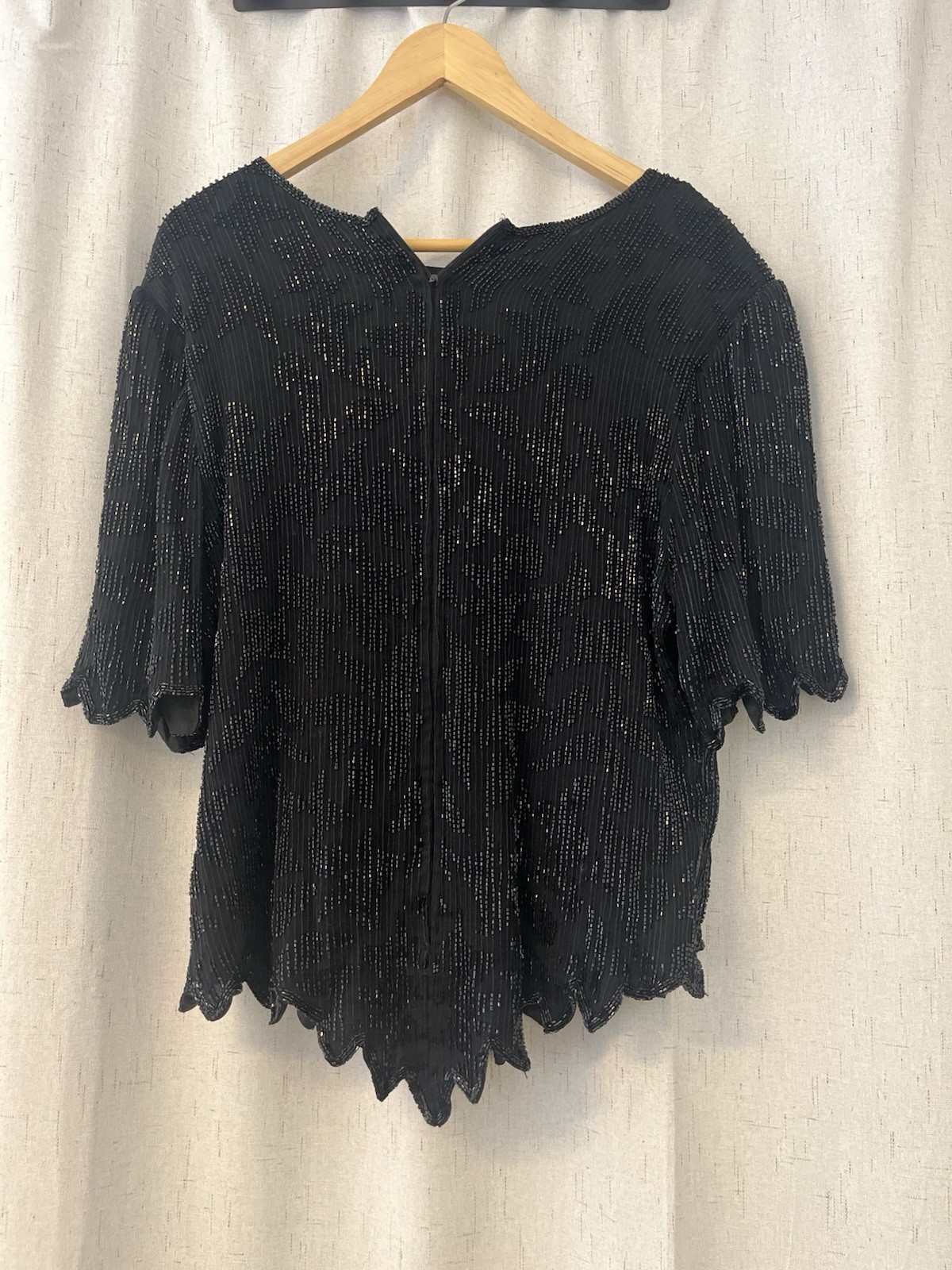 Lawrence Kozar Vintage 80s Women’s Black 100% Silk Long Blouse