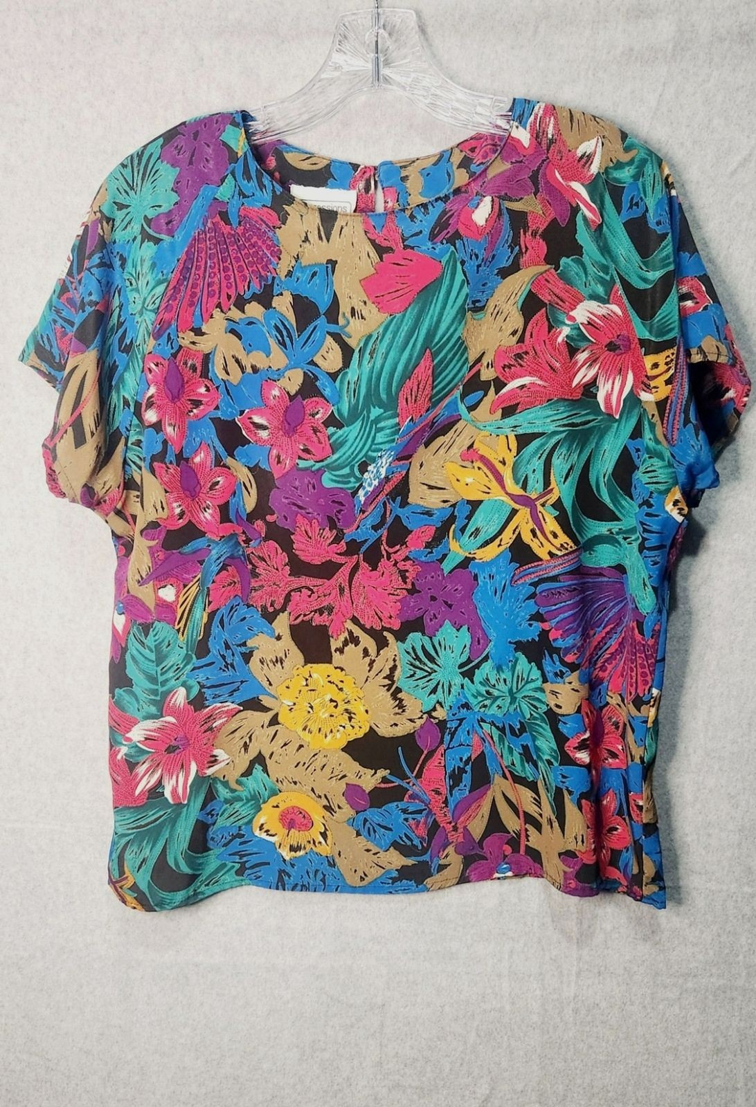 Vintage blouse, size M Impressions of California floral blue/pink Multicolo