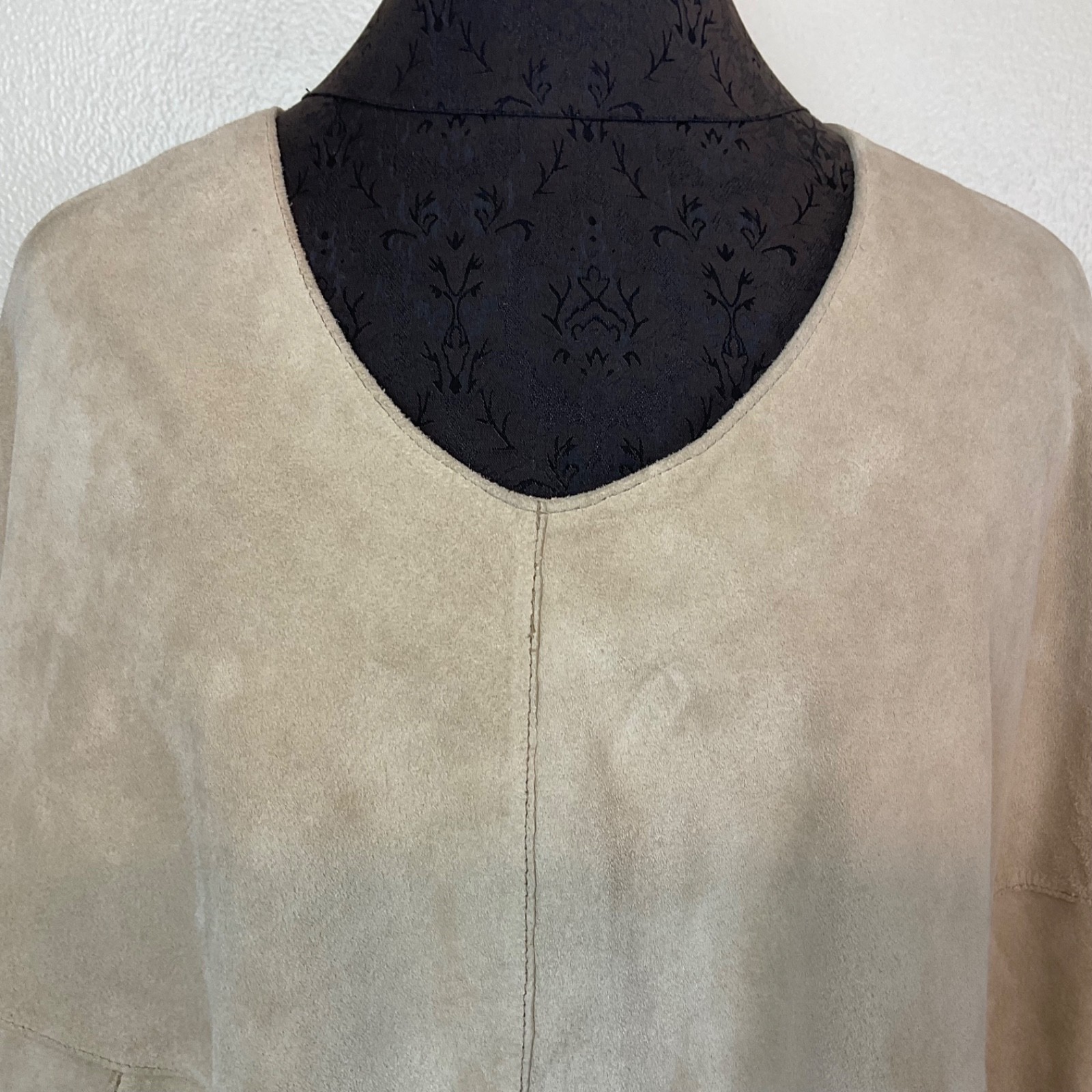 Vtg Uniform John Paul Richard Suede Leather Poncho Buckskin Tan Lined Western L
