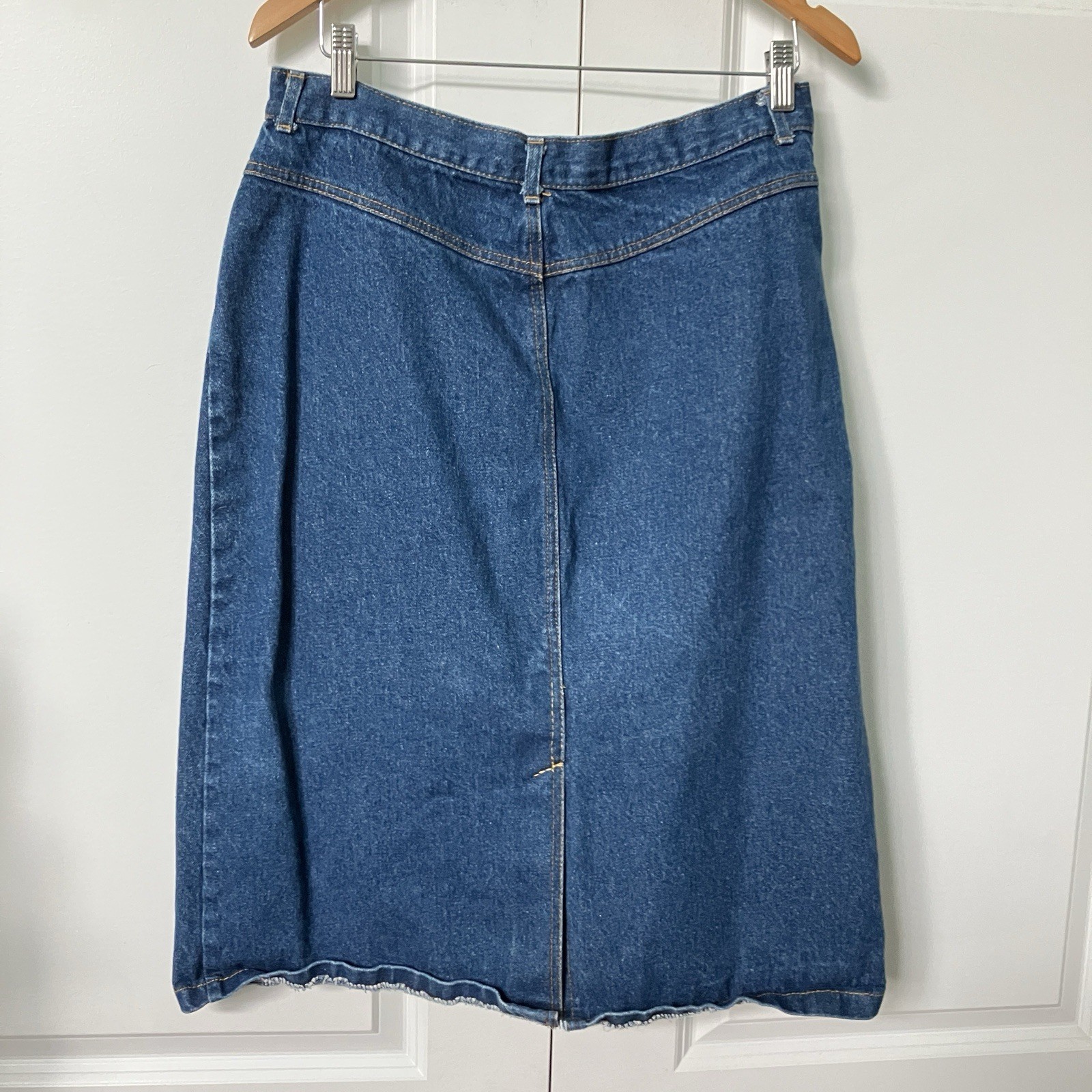 Vintage Denim Pencil Skirt A-line 90s Western Cowgirl Blue Jean Mini Womens