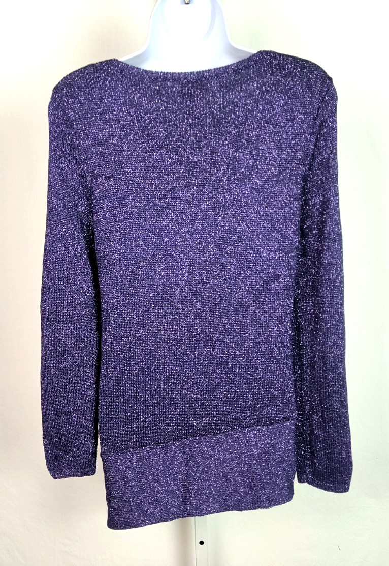 VTG CHICO’S PURPLE STRETCH TOP WITH SILVER METALLIC SPARKLING THREAD SIZE 1
