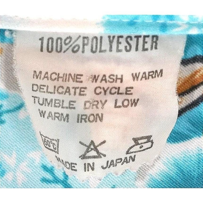 Vintage Japanese Kimono Robe Women Medium Turquoise White Landscape Made Japan