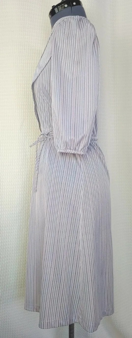 Vintage Grey Dress with Diagonal Layers and Pink/Black/Purple/Blue Stripes Sz 5