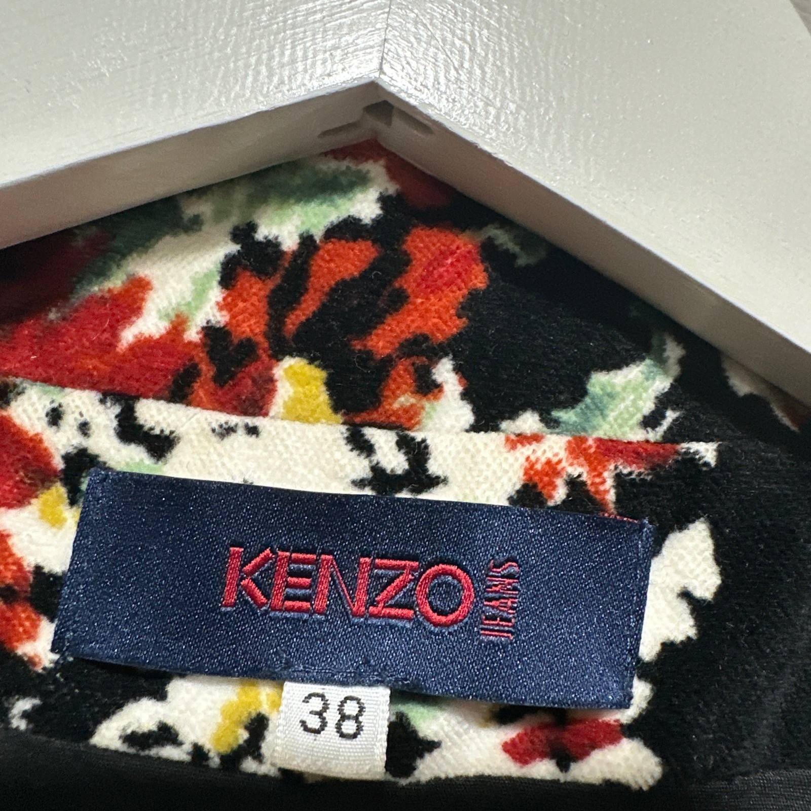 Kenzo Jeans Vintage Floral Velvet Button Up Jacket Black Size EU 38