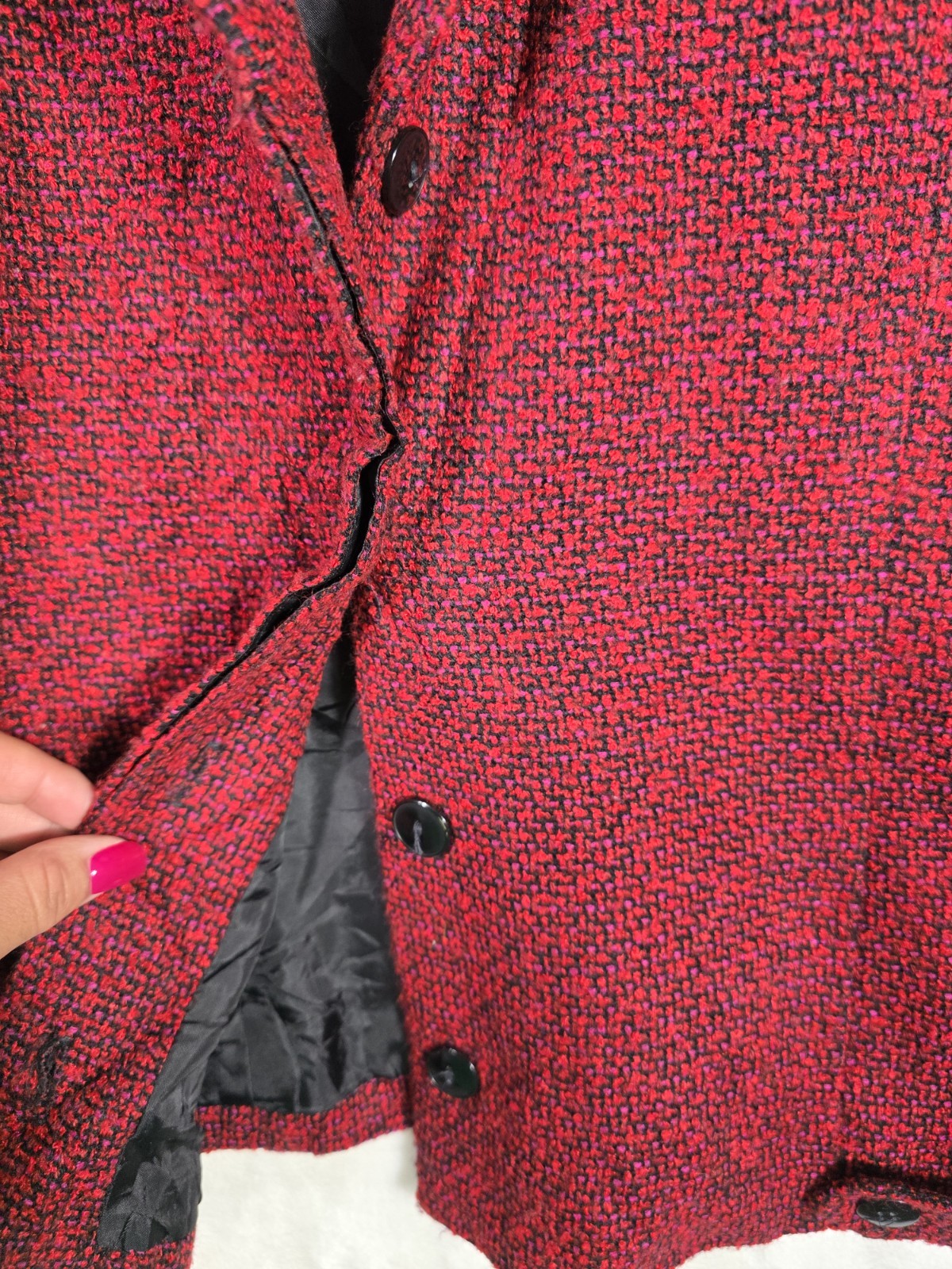 Vintage 90s Norton McNaughton Red Tweed Blazer Jacket Womens 12 Career Chic