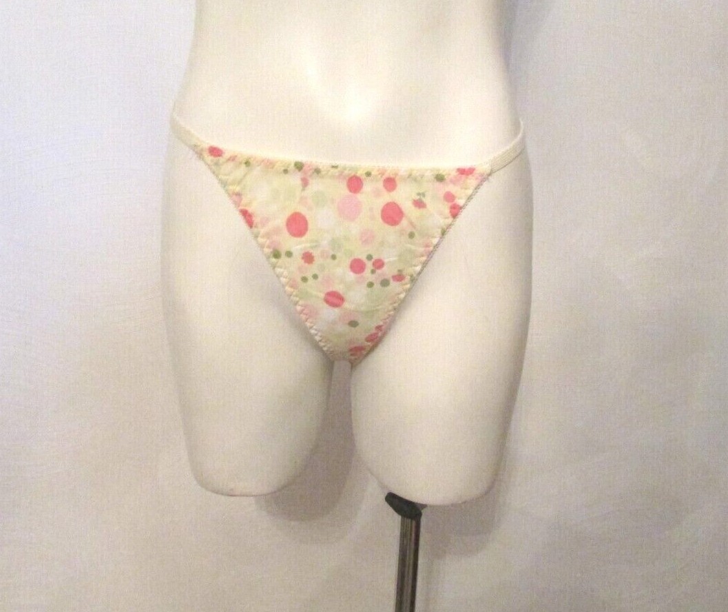 80s Sanmark Stardust Semi-Sheer Floral Chiffon V-G-String Thong Bikini Panties M