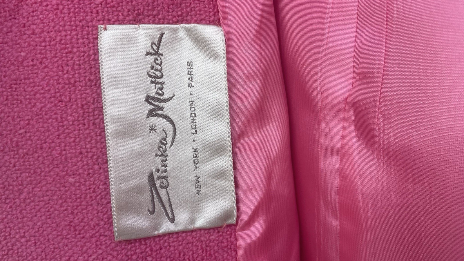 Zelinka-Matlick 50s Bright Pink Boucle Swing Coat Jackie O Barbiecore Elle Woods