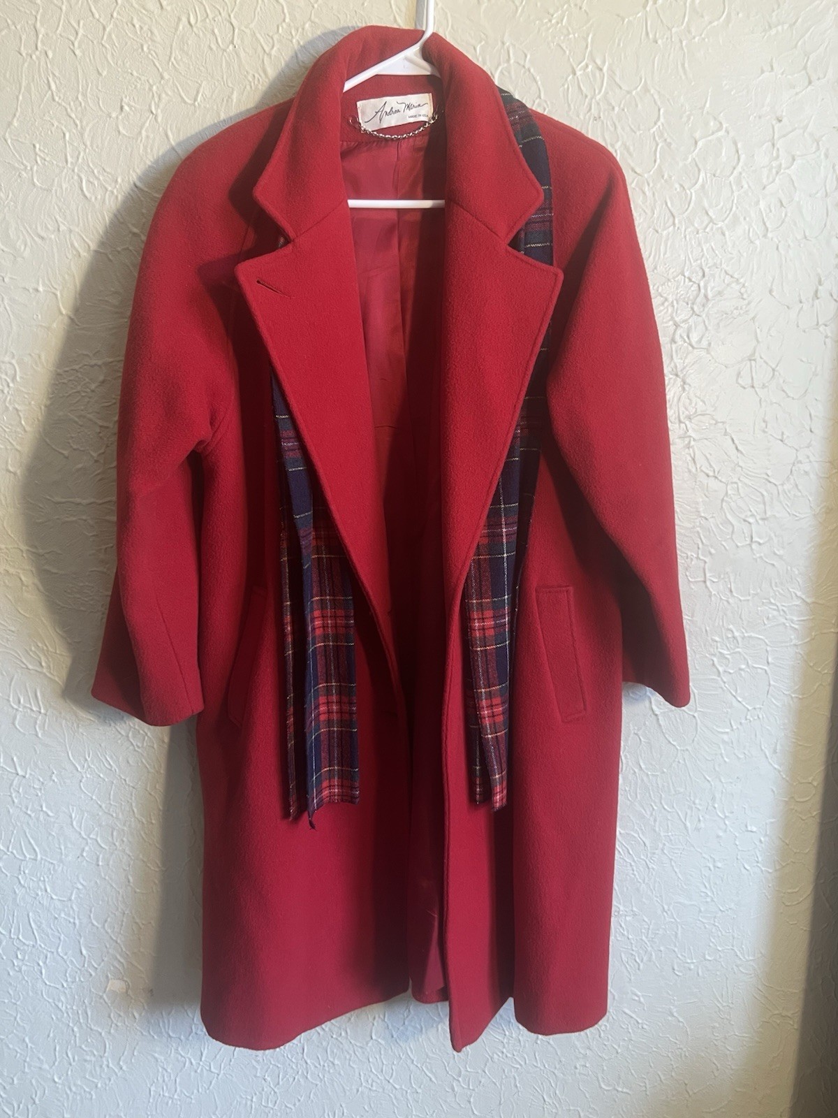Andrea Marin sz 6 Made In USA Vintage Lined Red Wool Long Double Breasted Coat