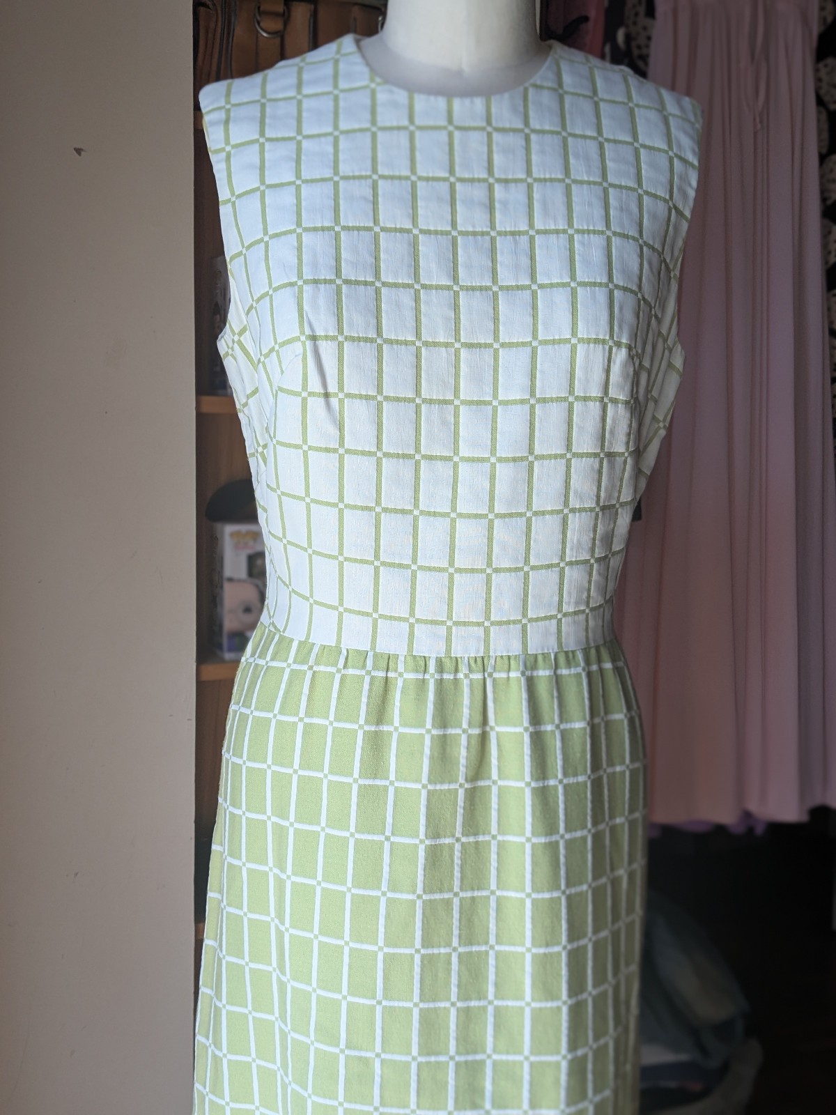 Vintage 60s Burt Stanley Mod White with Lime Green Shift Dress – Size M/L