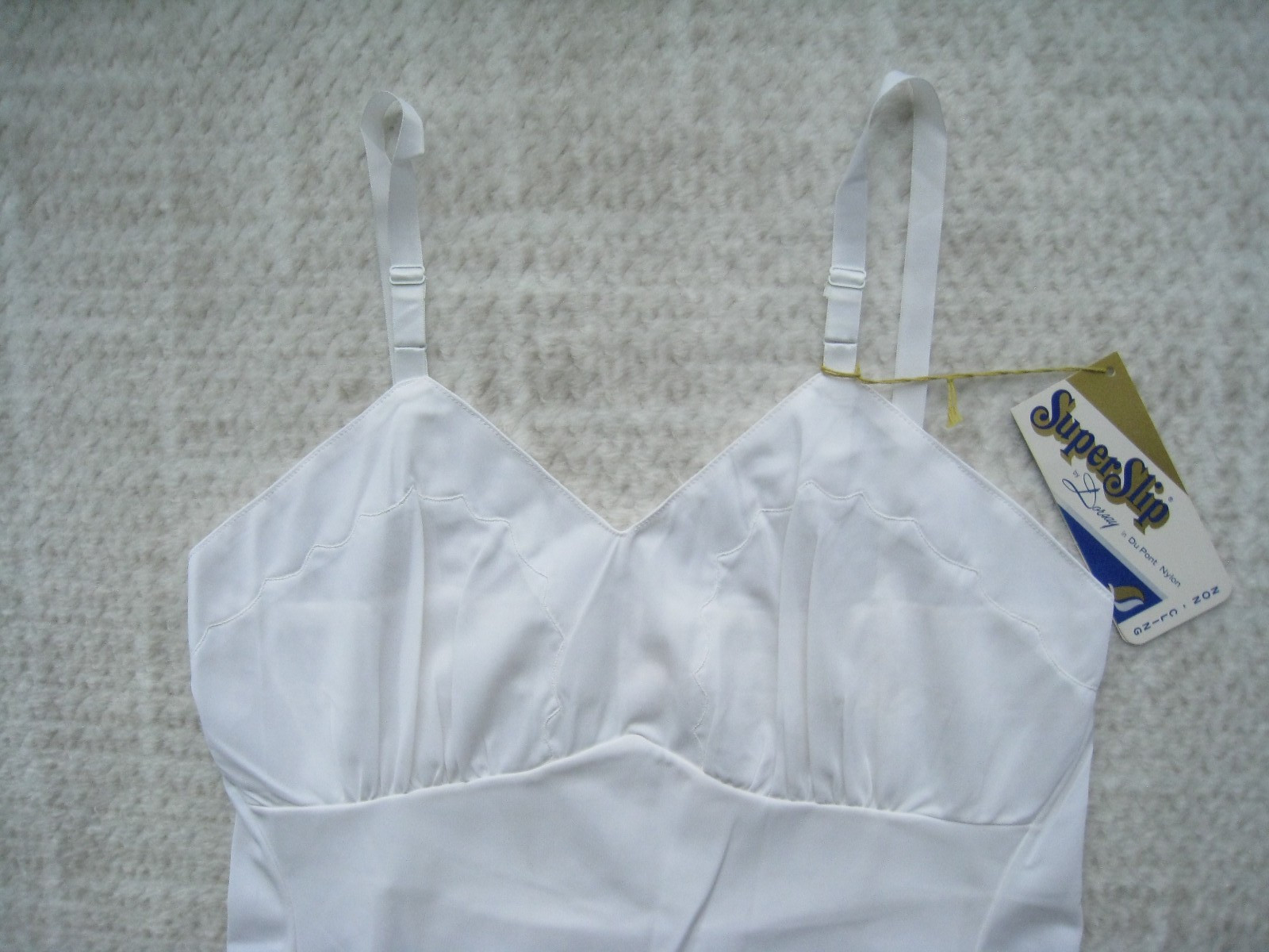 Vtg Super Slip by Dorsay Slip Dress Sz 36 White Du Pont Nylon New NOS READ
