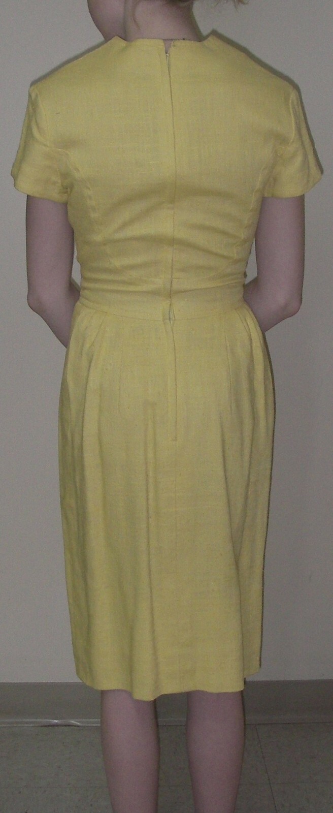 Vintage 1950s Wayne Fuller Wiggle Pencil Dress Yellow Lined XS Midi Secretary