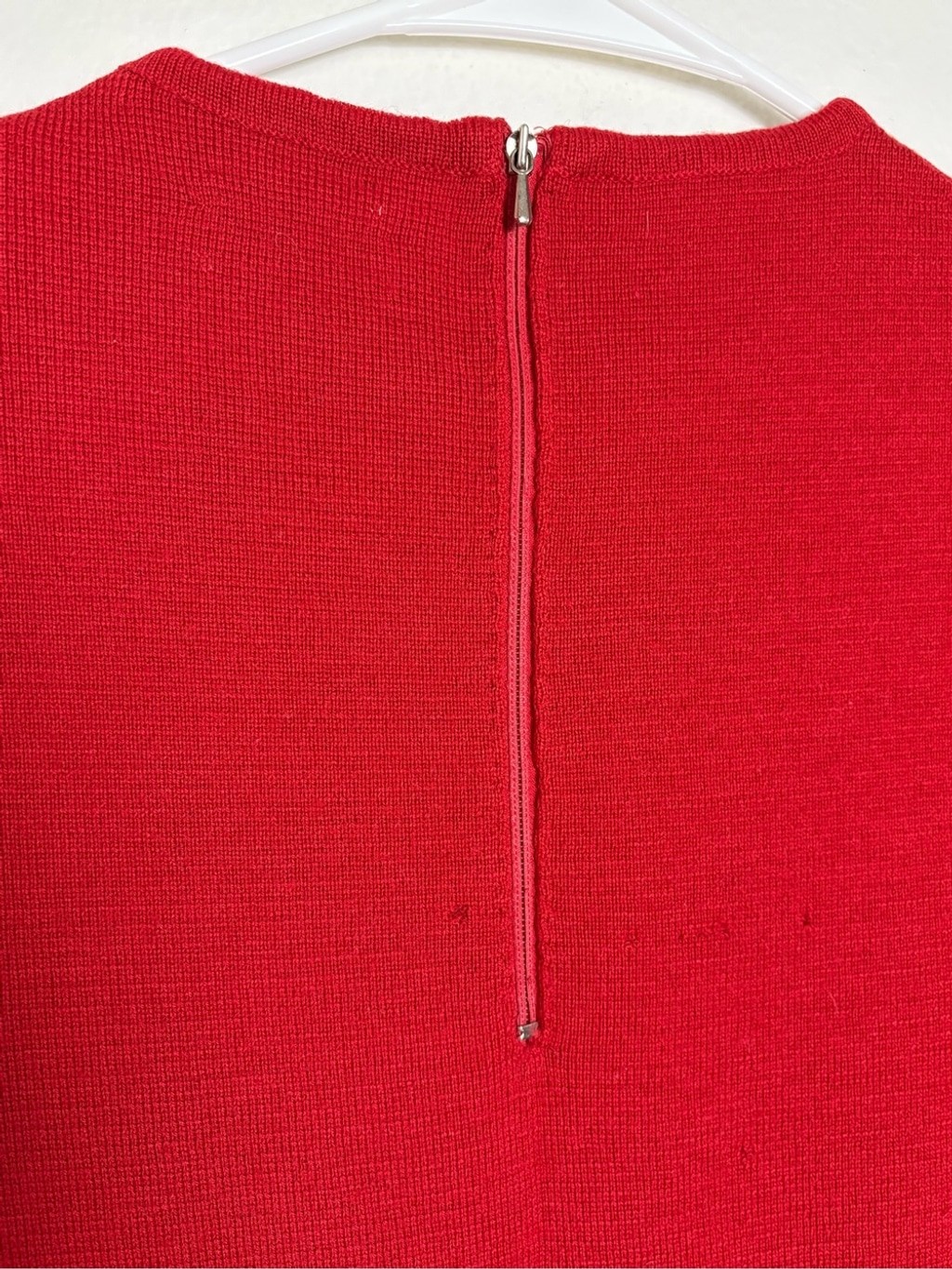 Joseph Magnin Pure Wool Red Long-Sleeve Knit Sheath Dress Size 8