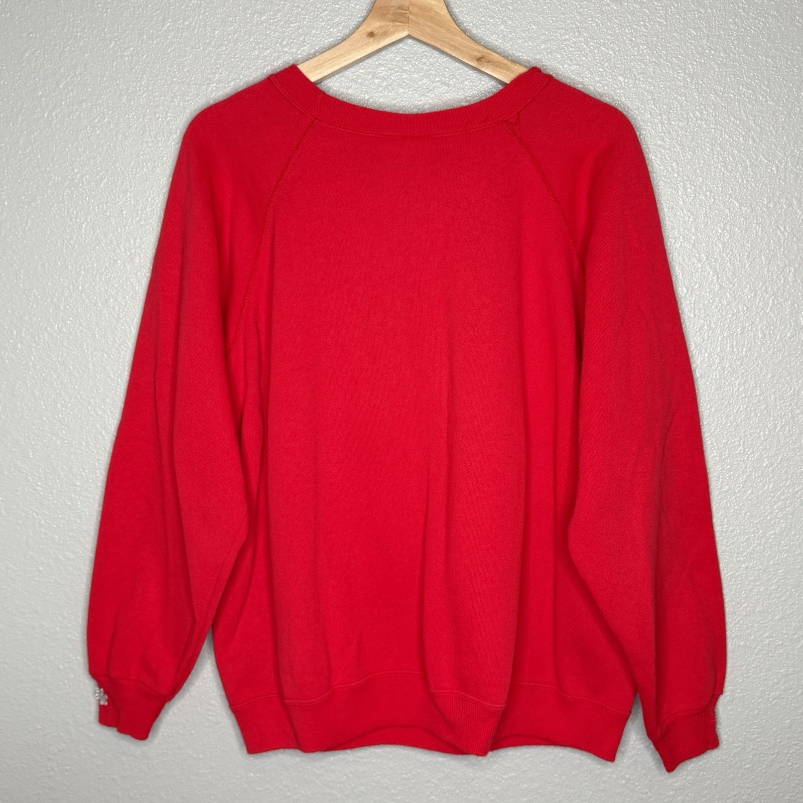 VTG 90s Handmade Christmas Tree Sweatshirt Women L Hanes USA Holiday Cozy Sequin