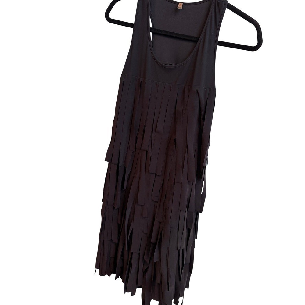 Cop Copine Black Fringe Tiered Dress FR 42 Racerback Great Gatsby LBD