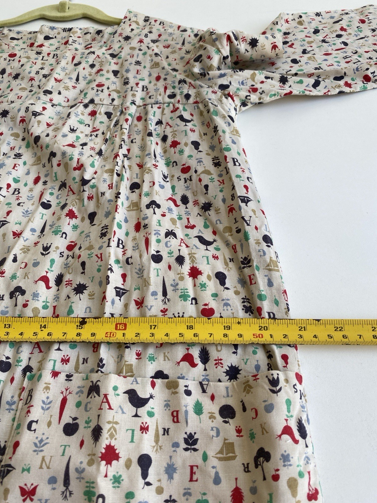 Vintage 60s Handmade M Smock Dress Alphabet Print