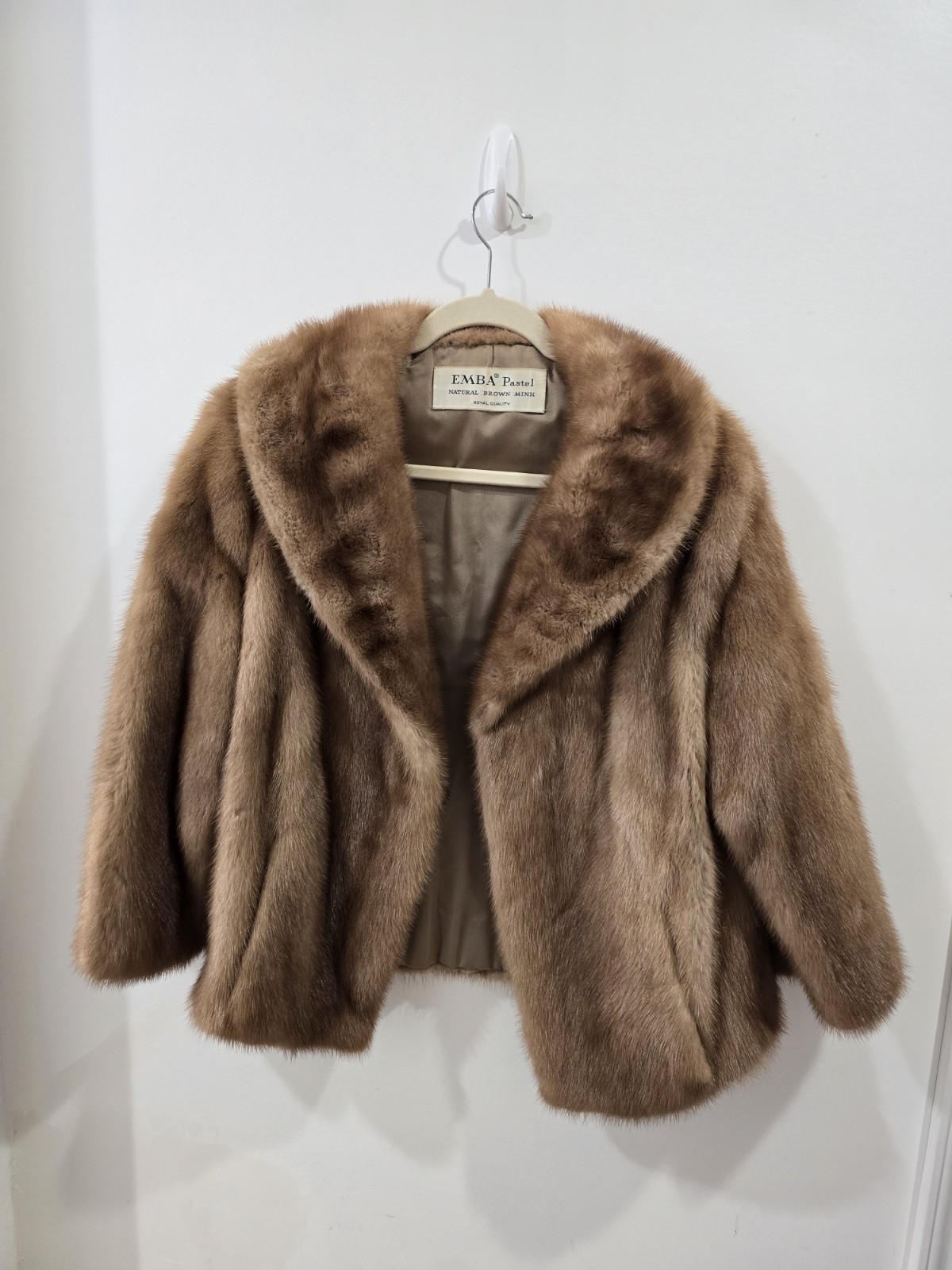 EMBA Pastel Natural Brown Mink Fur Coat Women’s Vintage Style