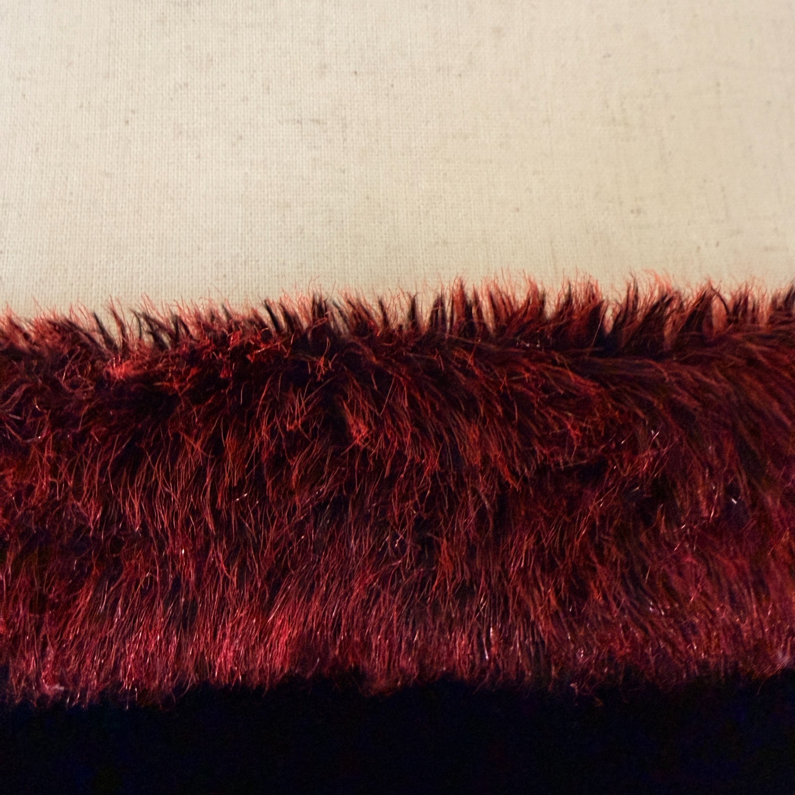 Vintage 90s Finesse USA Black Velvet Mini Dress Burgundy Faux Fur Trim sz L