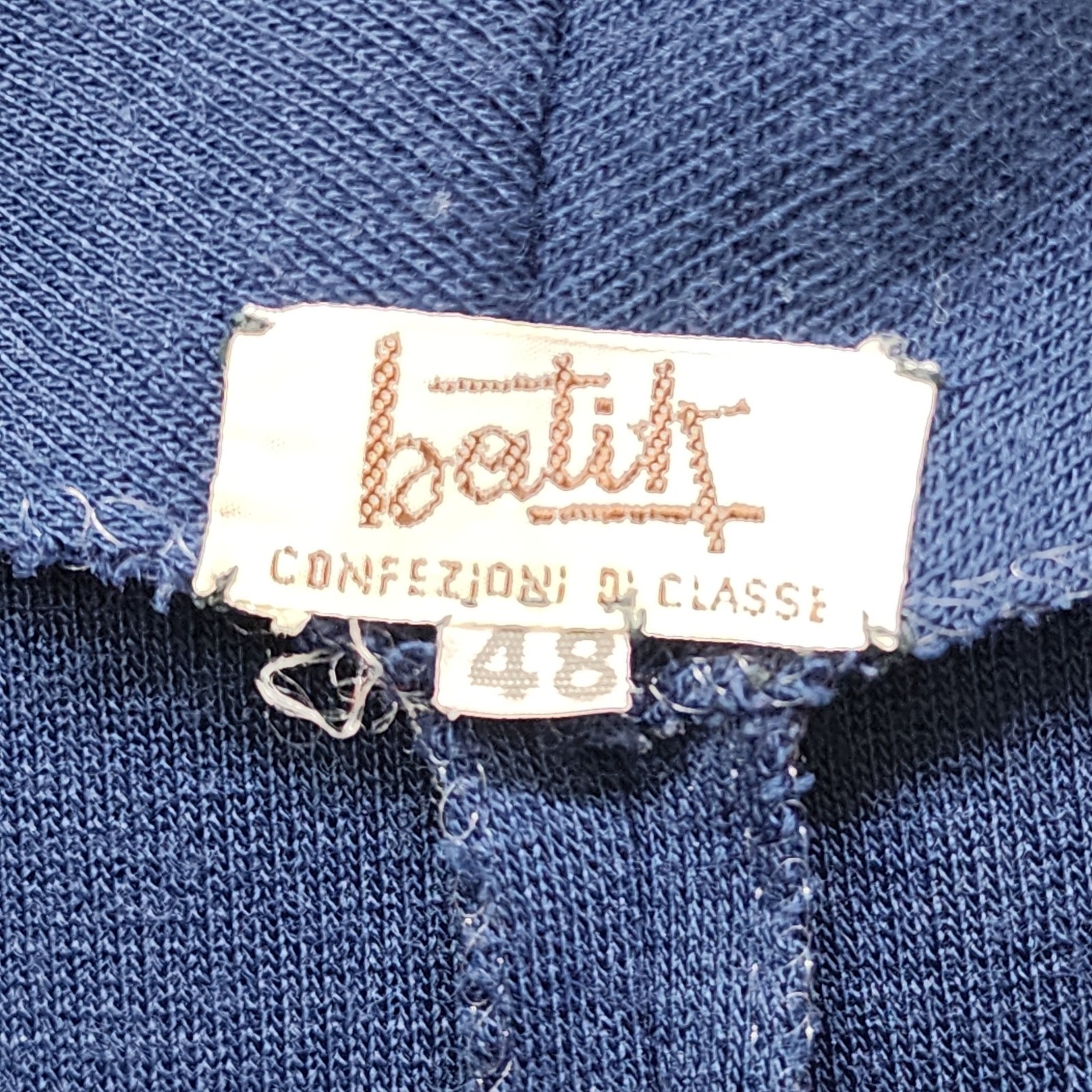 Vintage Batik High Rise Front Metal Zip Knit Jogger Pant Size 48 12 Blue Stretch