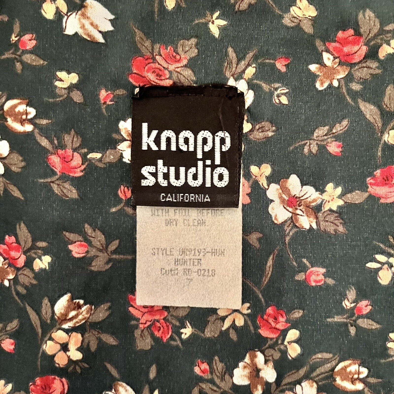Vtg KNAPP STUDIO 90’s Sleeveless Button Down Blouse Hunter Green Floral Sz 7 Y2K