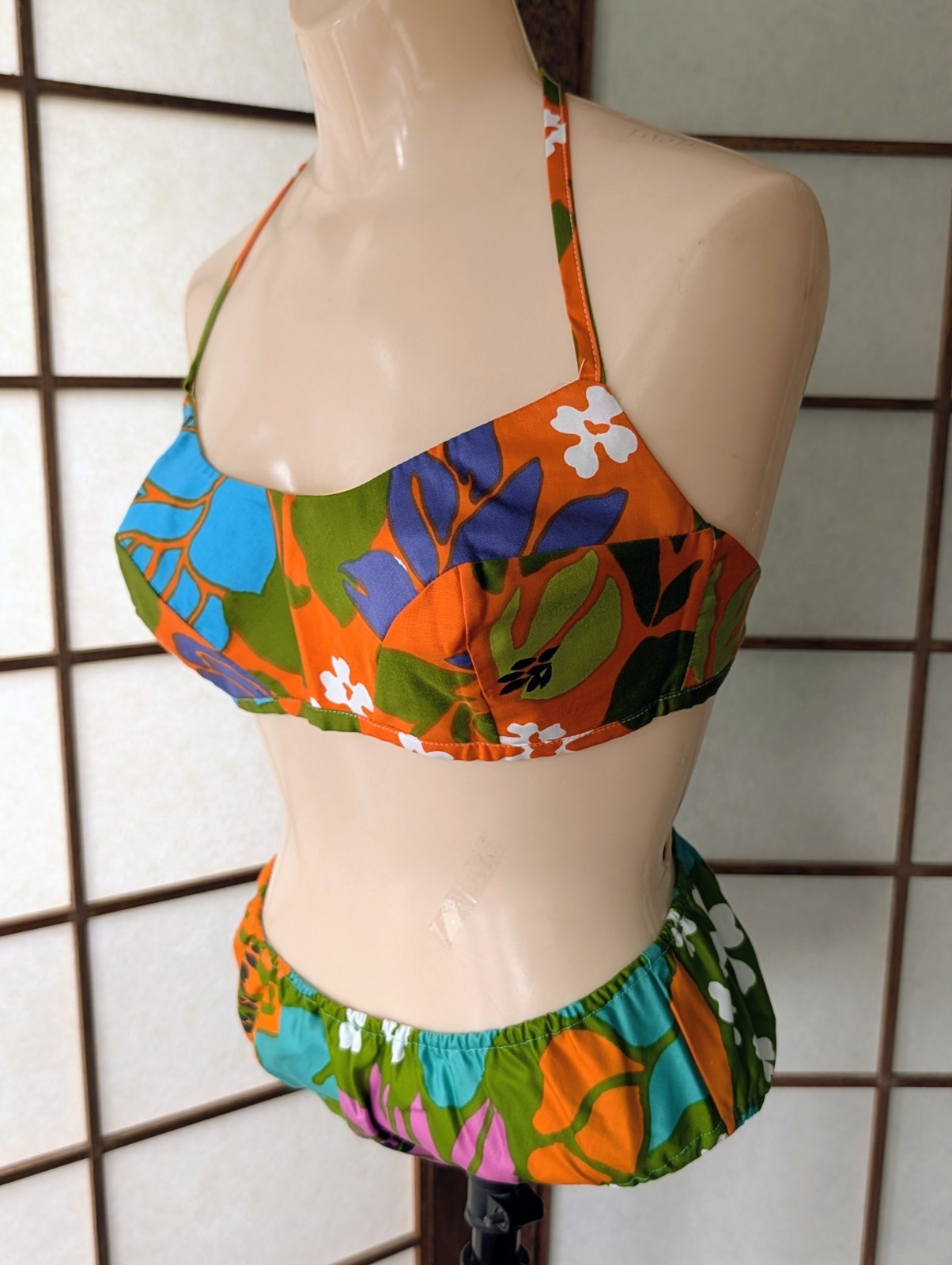 Vtg 60s Hawaiian Fashions by Zacuto Bamboo Fashion Shop Bikini NOS Exotic Print