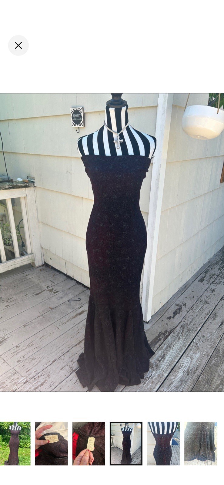 Vintage Cache Dress Black Sparkly Maxi Formal Dress Size 5/6