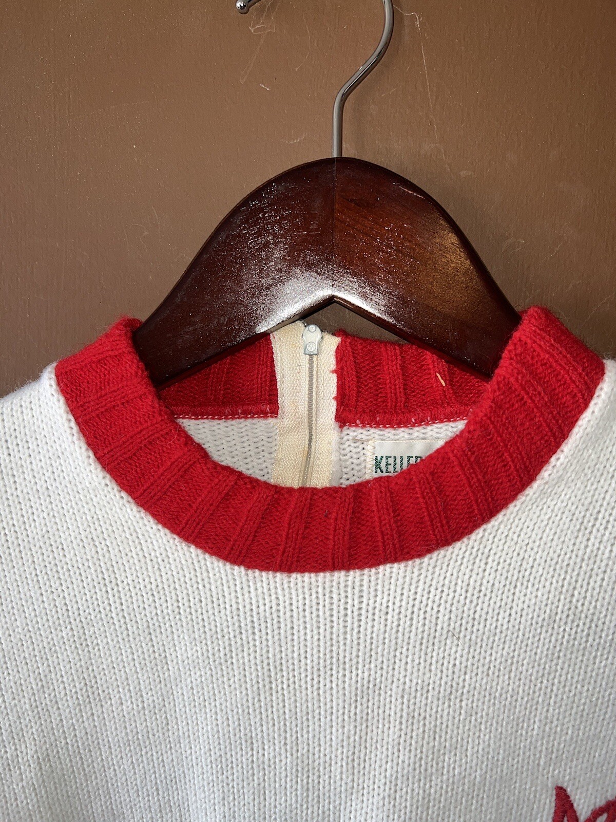 Vintage 1980s Cheerleader Sweater Red White Size SMALL Keller Knit Cheer 70s 80s