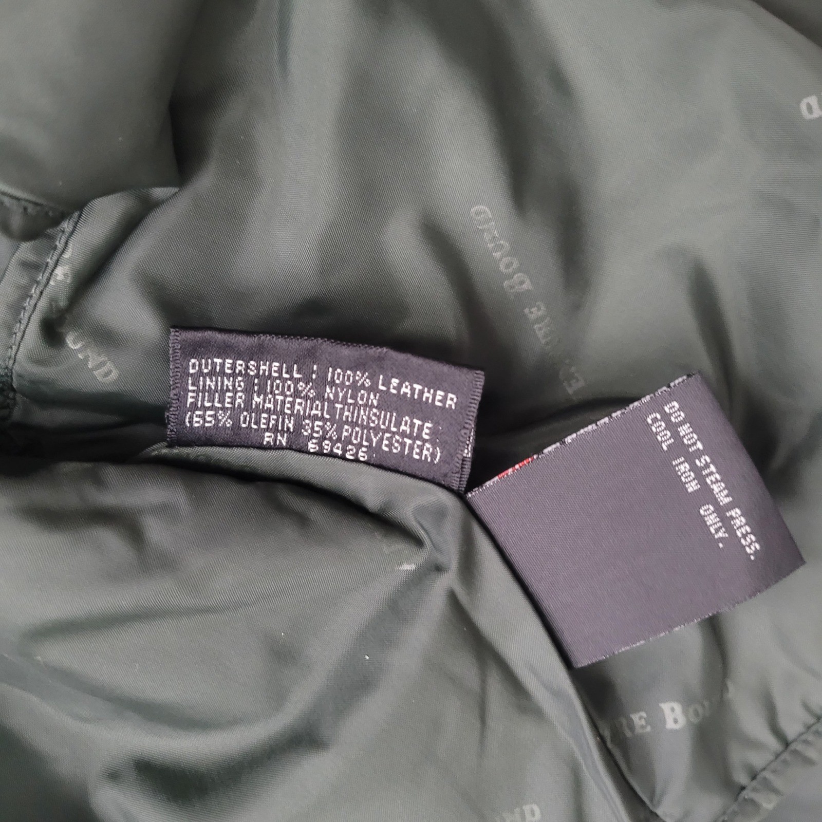 Vintage Adventure Bound Wilson’s dark green leather bomber jacket thinsulate