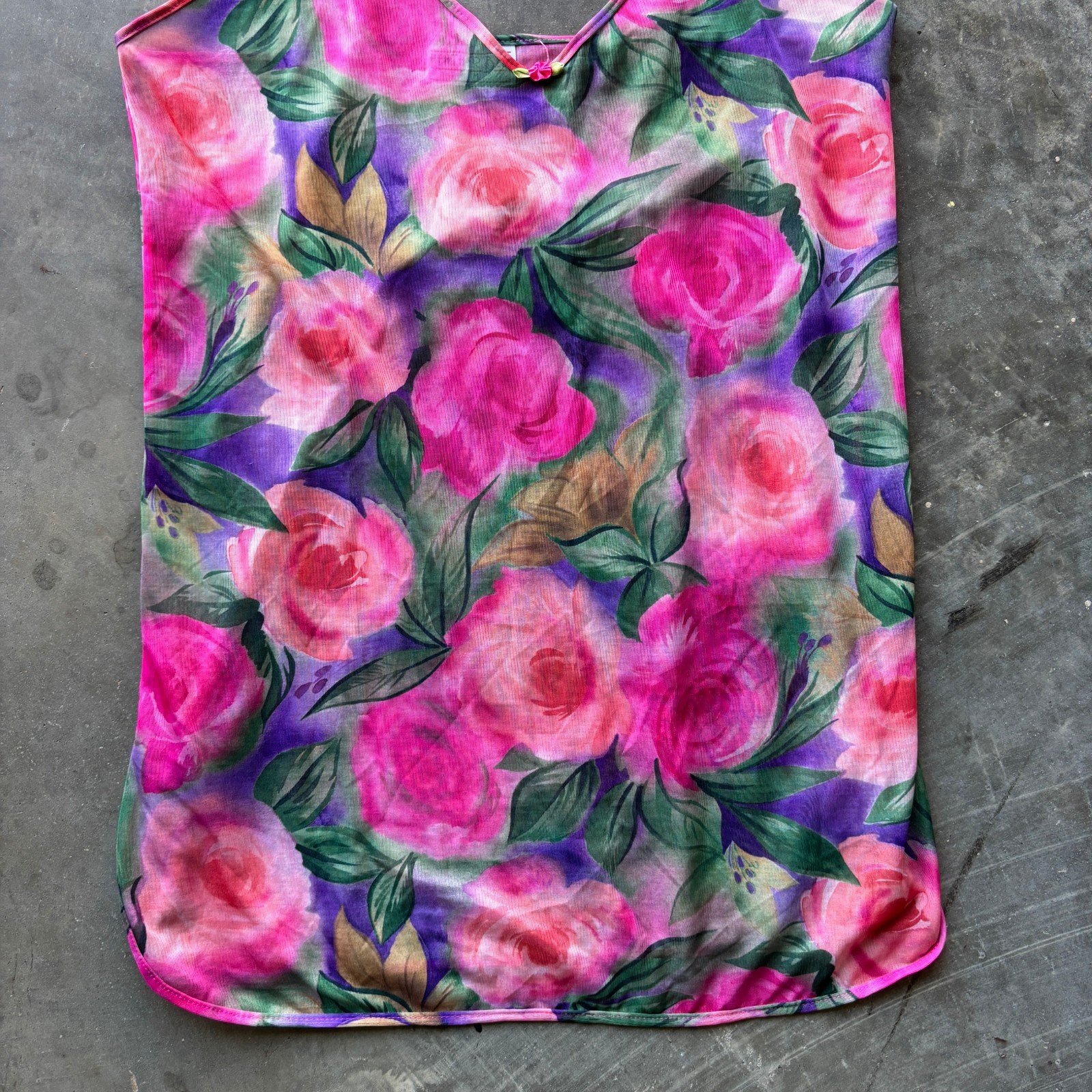Vintage Feather Bed Intimate Tank Top Camisole Women’s Size M Pink Purple Floral