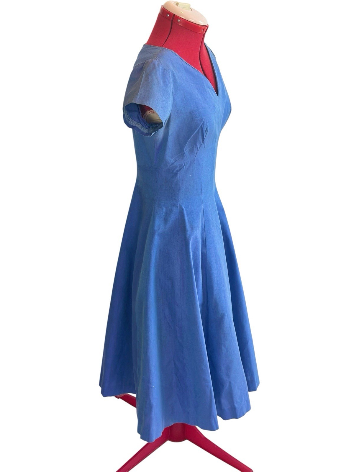 1960s Carol Craig Dress VTG Midi Tea Cocktail Day Sz 14 BLUE New Look Petticoat