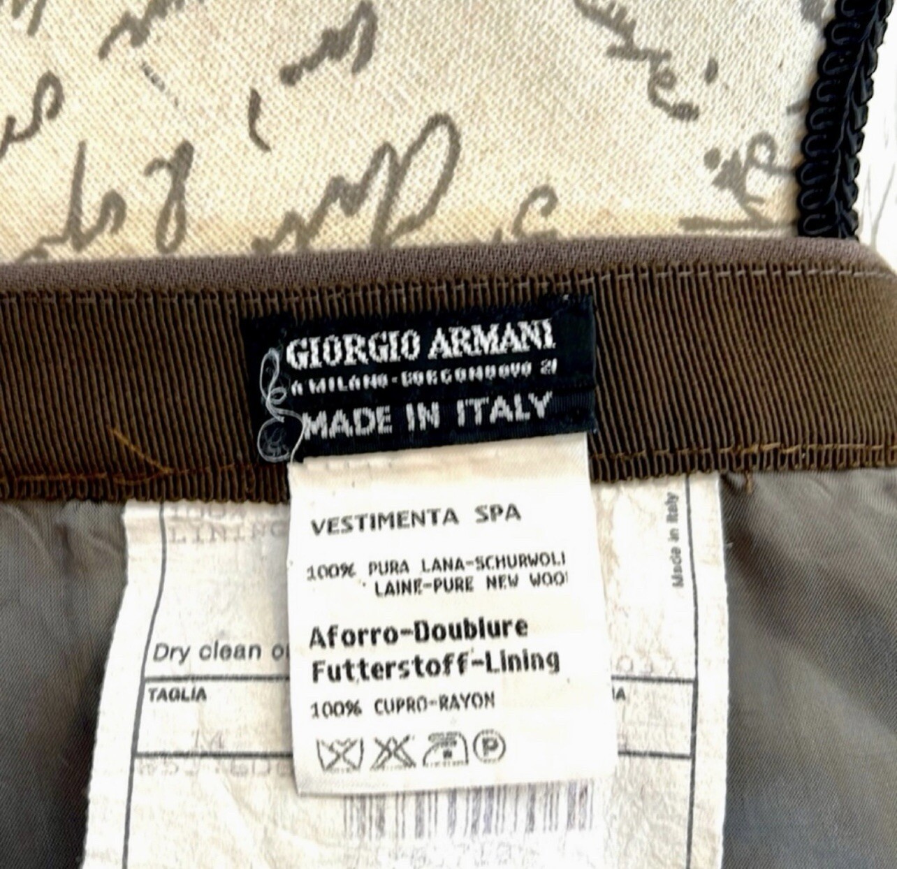 Giorgio Armani Vintage Wool Knee Length Skirt Size US 12 – IT 48 – XL B5