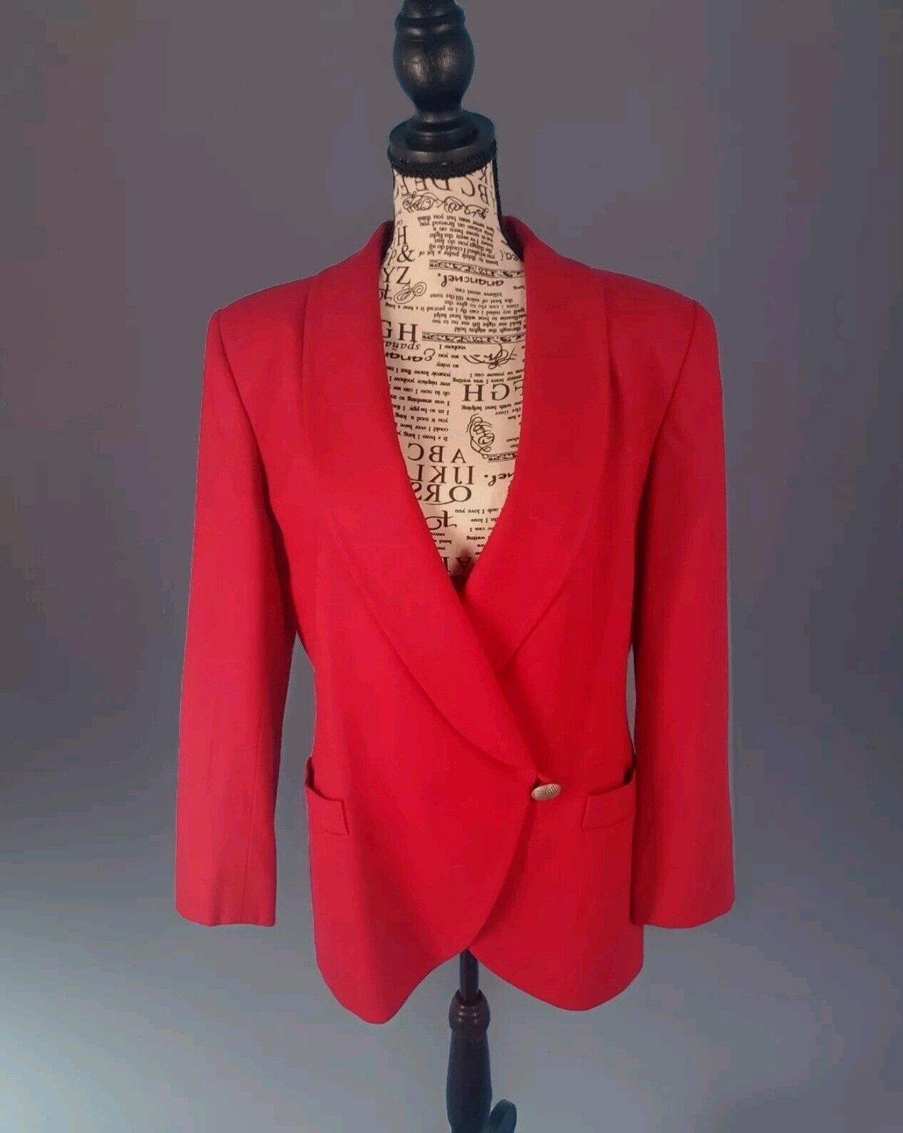 Saville Woolmark Jacket Blazer Red Sz 8 Vintage Lined Single Button Shoulder Pad