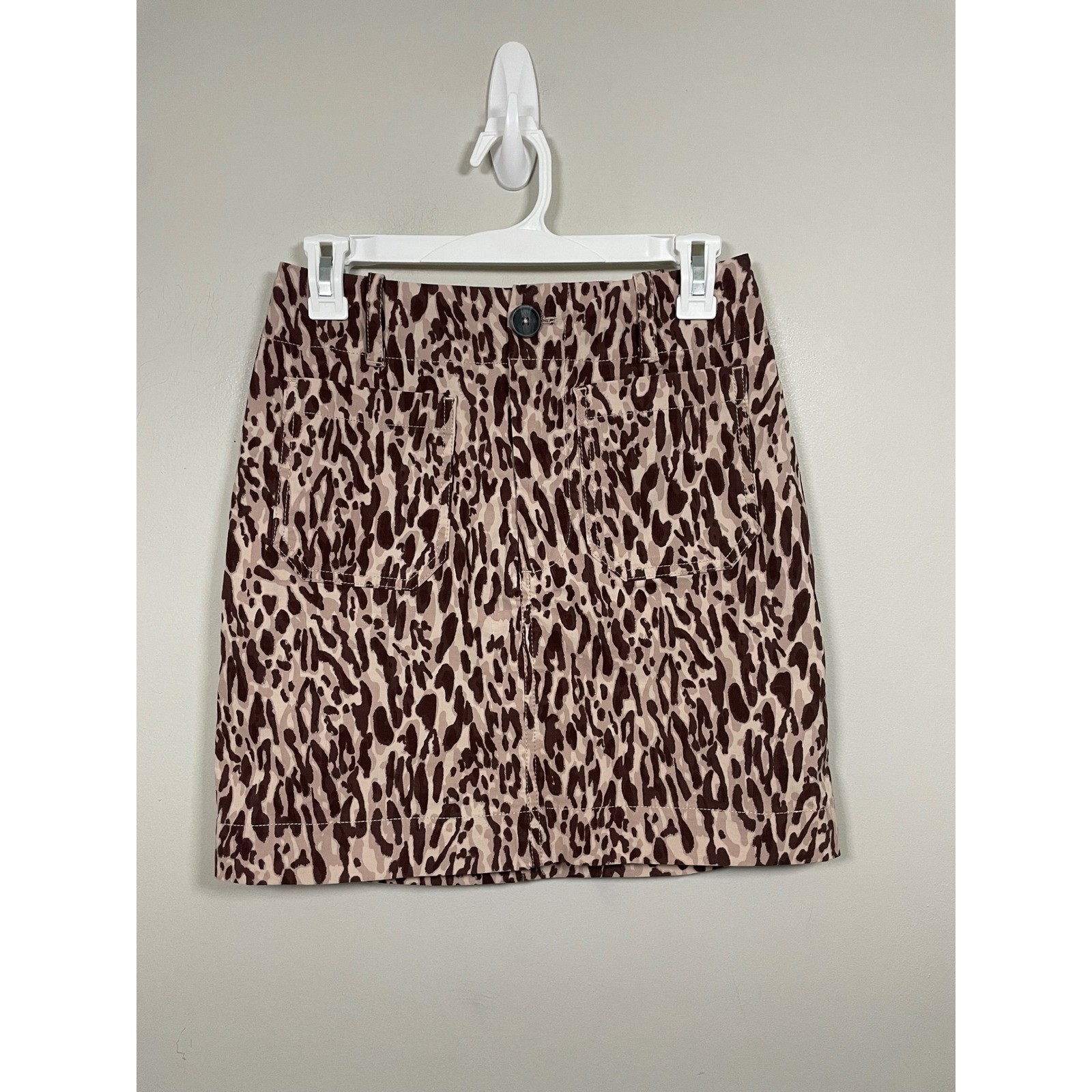 Anthropologie Maeve Colette Mini Skirt in Animal Print Size XS Classic Feminine