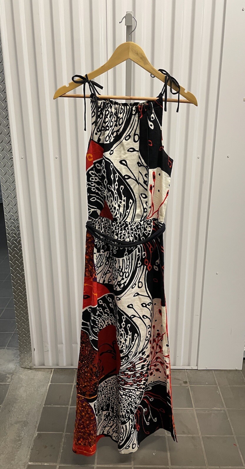 VTG 70s Donovan Galvani Psychedelic Floral Abstract High Neck Maxi Dress Size S