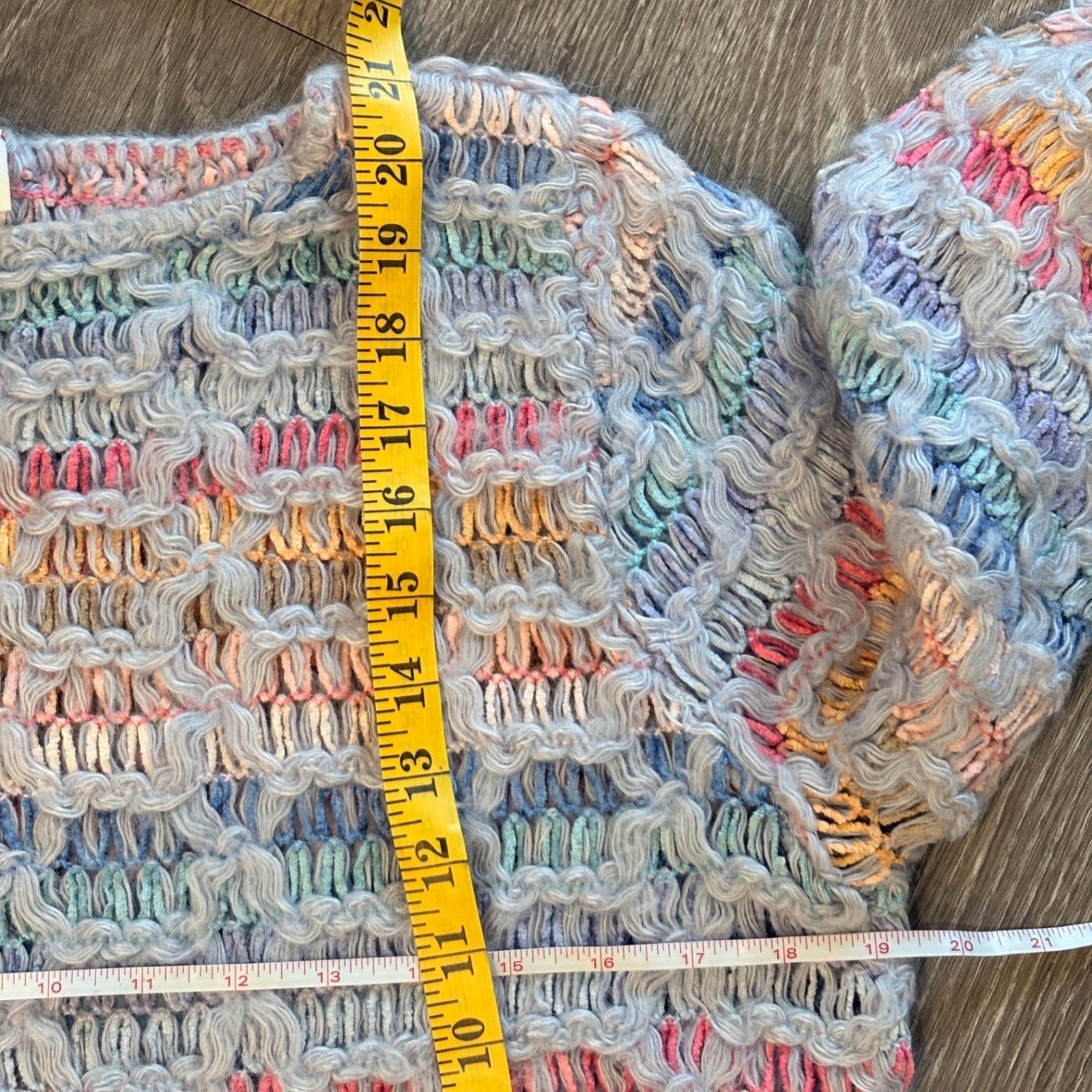 VTG 80s Bonnie and Bill Pastel Rainbow Textured Open Knit Sweater Granny Small