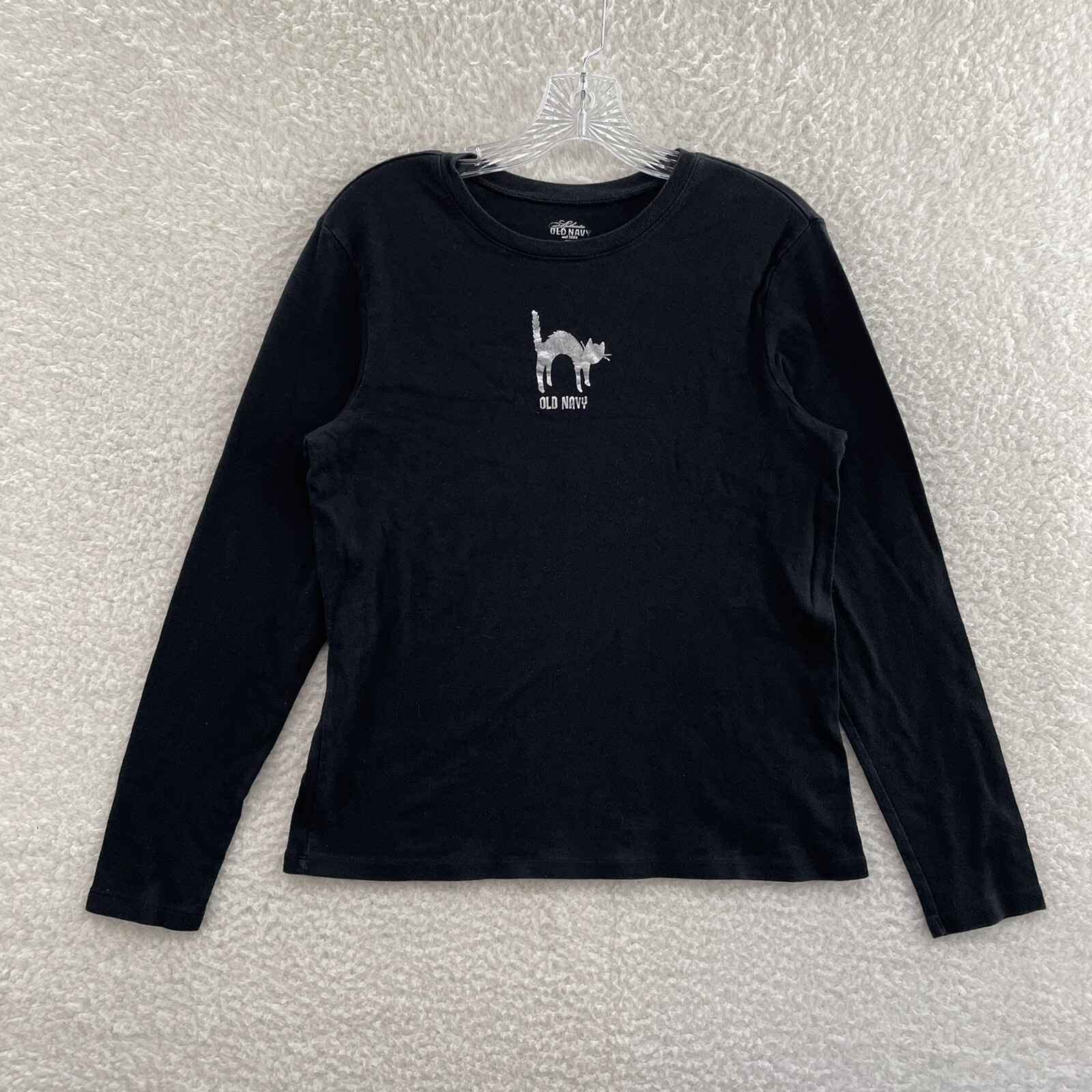 Y2K Vintage Halloween Shirt Top Large XL Black Cat Cyber Boho Fairy Grunge Goth