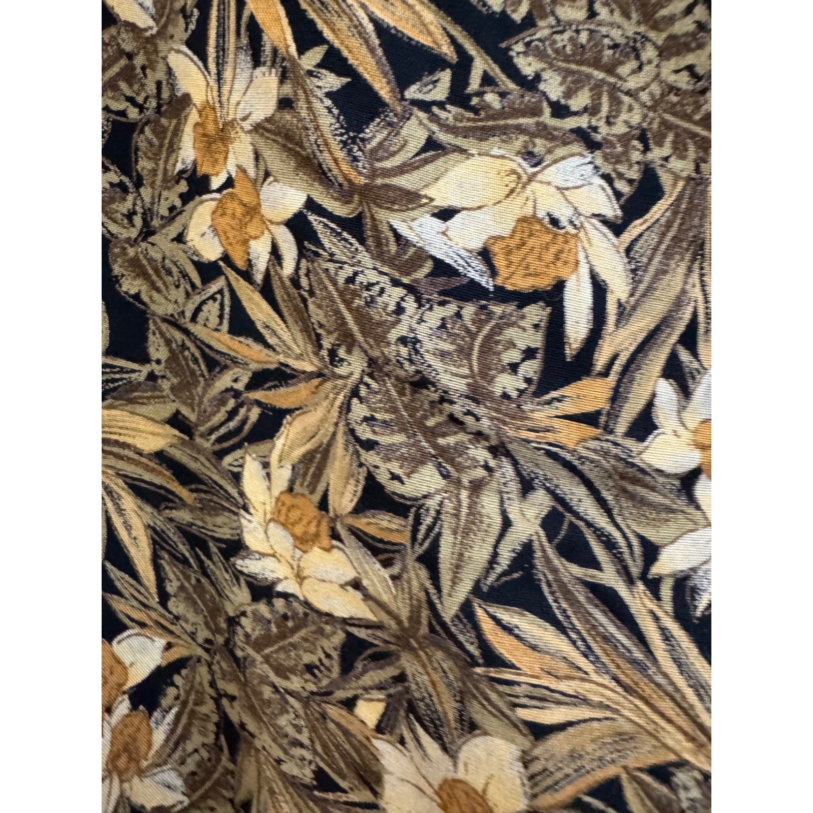 Vintage Express Tropical Floral Wrap Maxi Skirt Brown Tan Botanical 90s Boho
