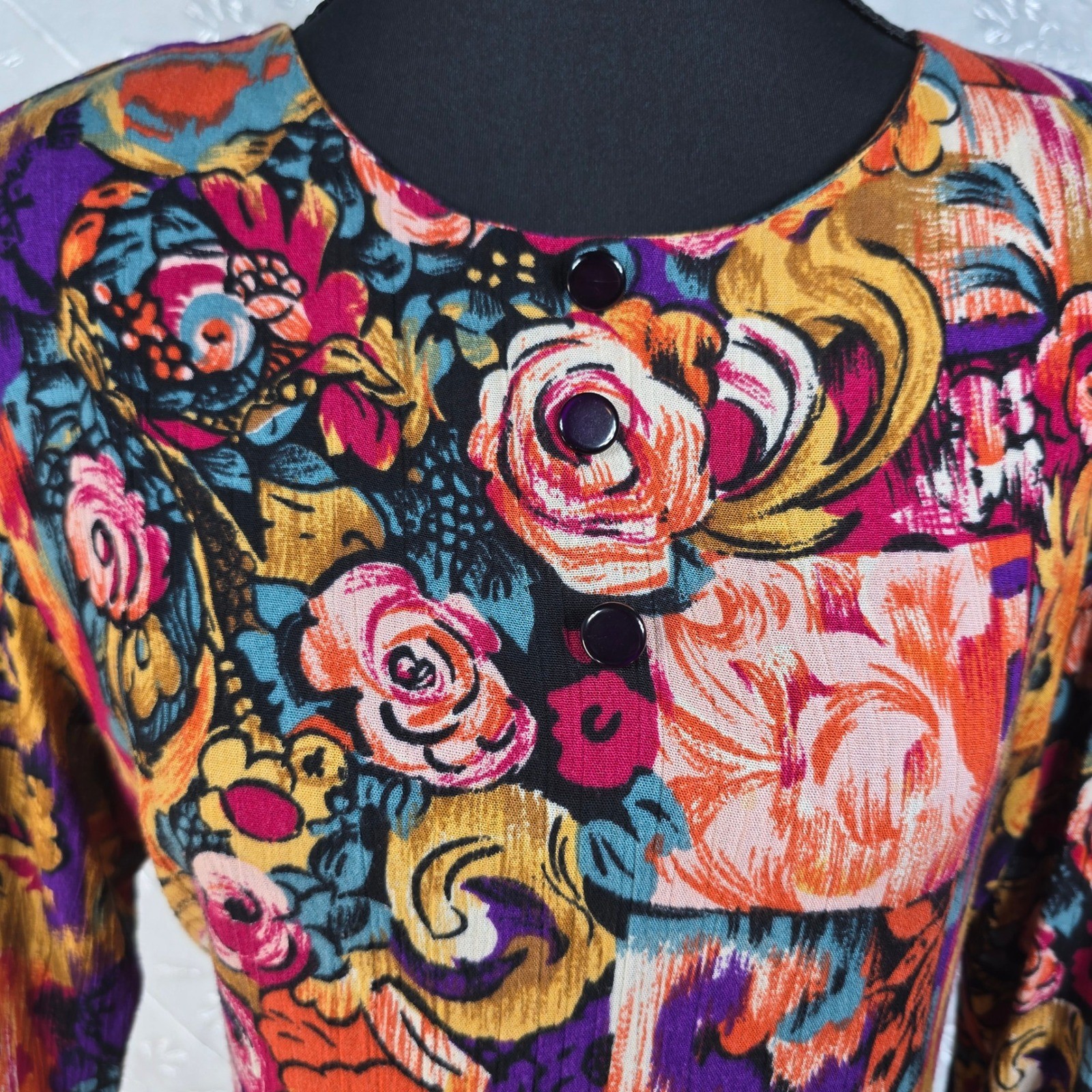 The Traveler by Connie Vintage 90s Floral Midi Dress Multicolor Woman Size 8