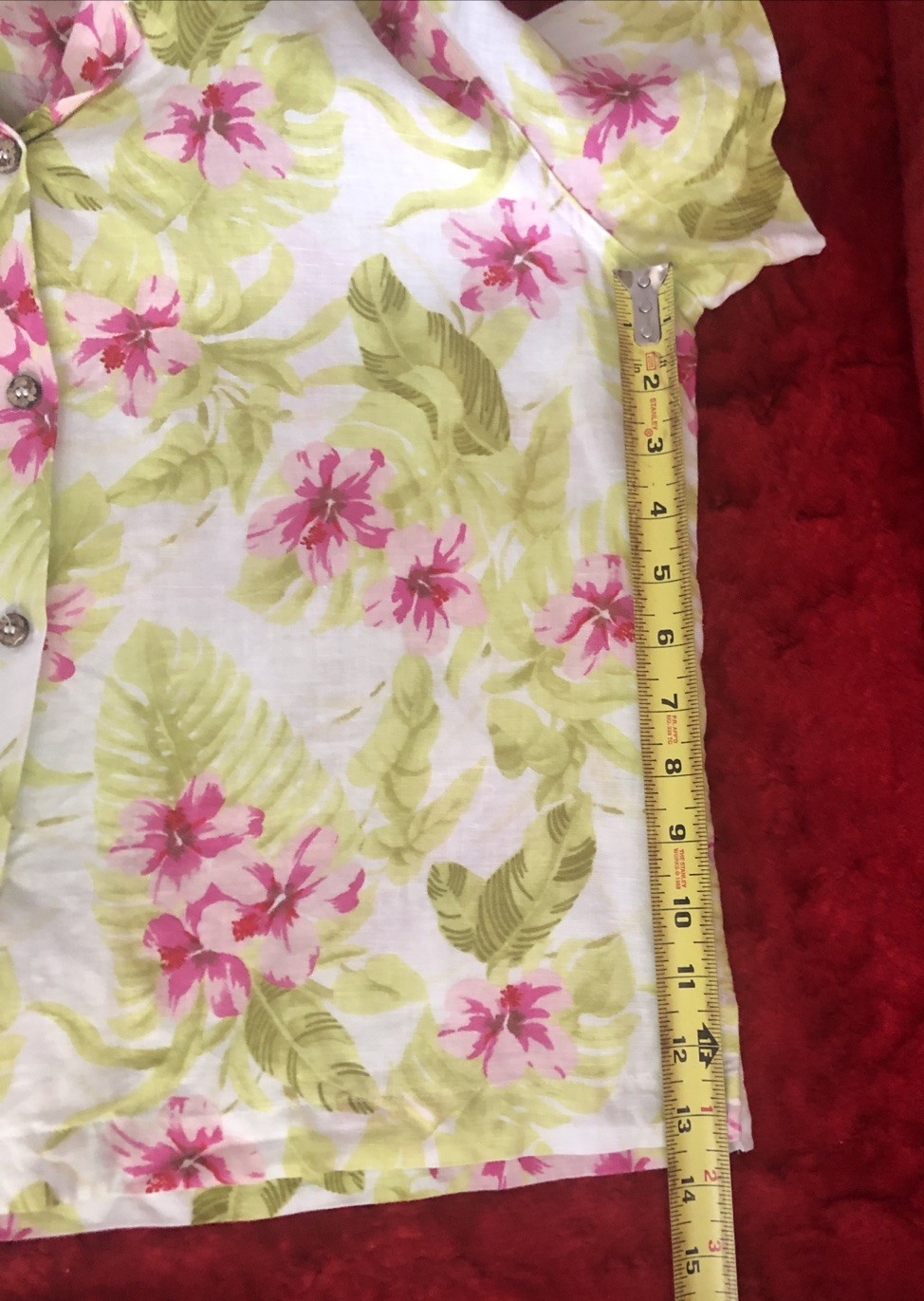 Vtg Rum Runner silk linen Hawaiian shirt womens LG 90s camp shirt resort wear
