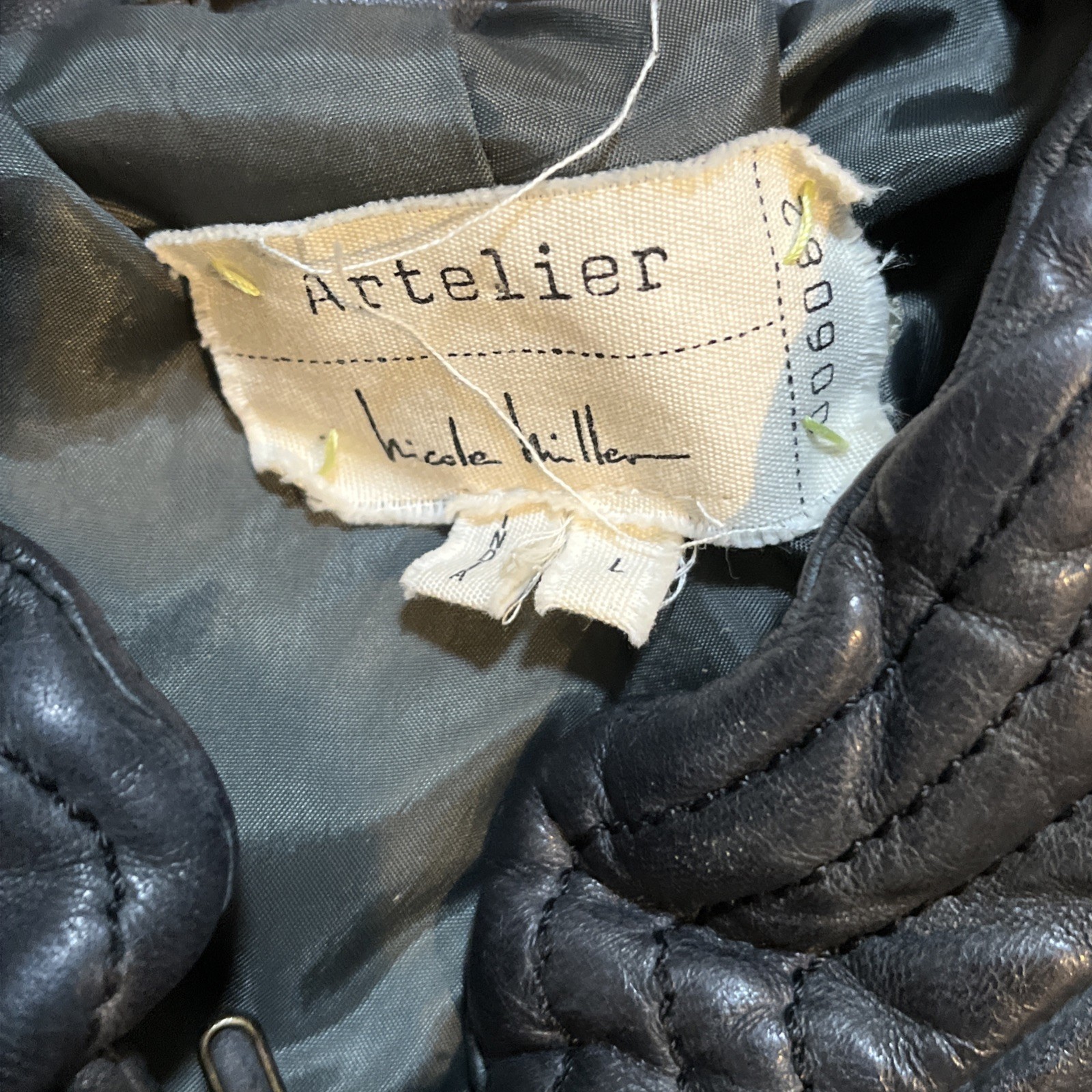 Nicole Miller Large Black Quilted 100% Lamb Leather Jacket – Women Vintage