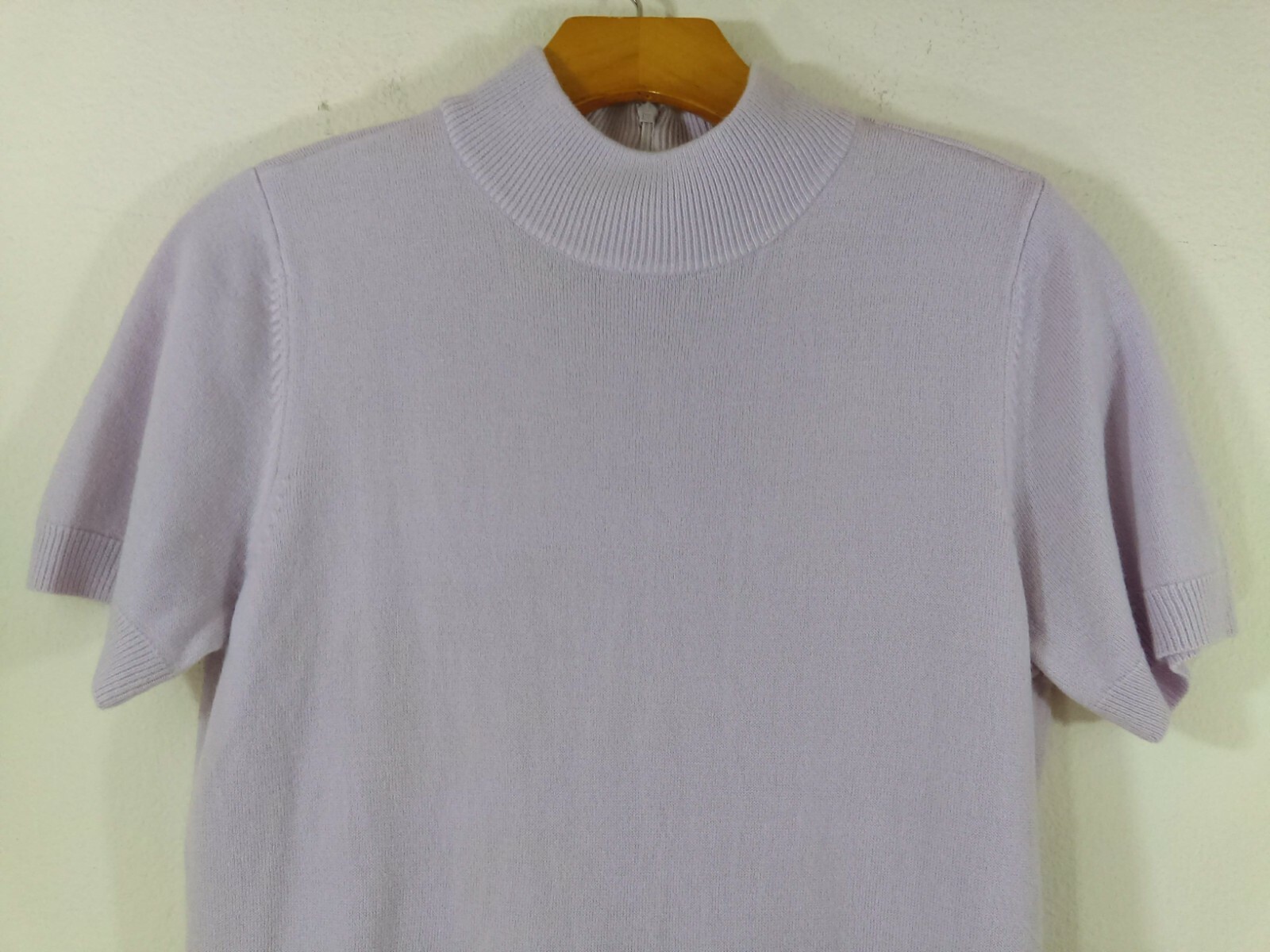 Vintage Covington Small Knit Short Sleeve Sweater Pale Purple Mock Neck Acrylic