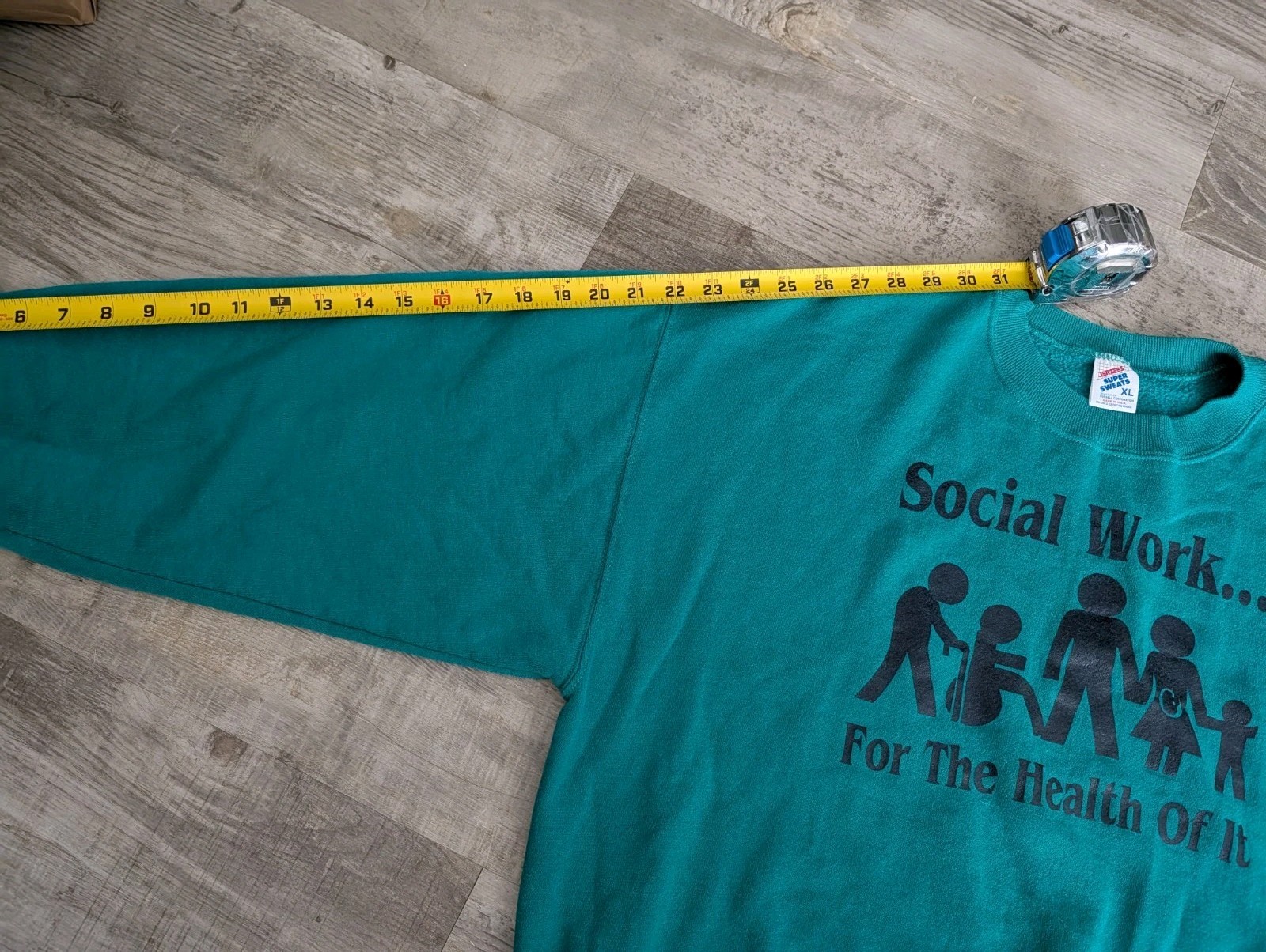 Vtg Jerzees Super Sweats Sweatshirt USA Social Work For The Health Of It XL