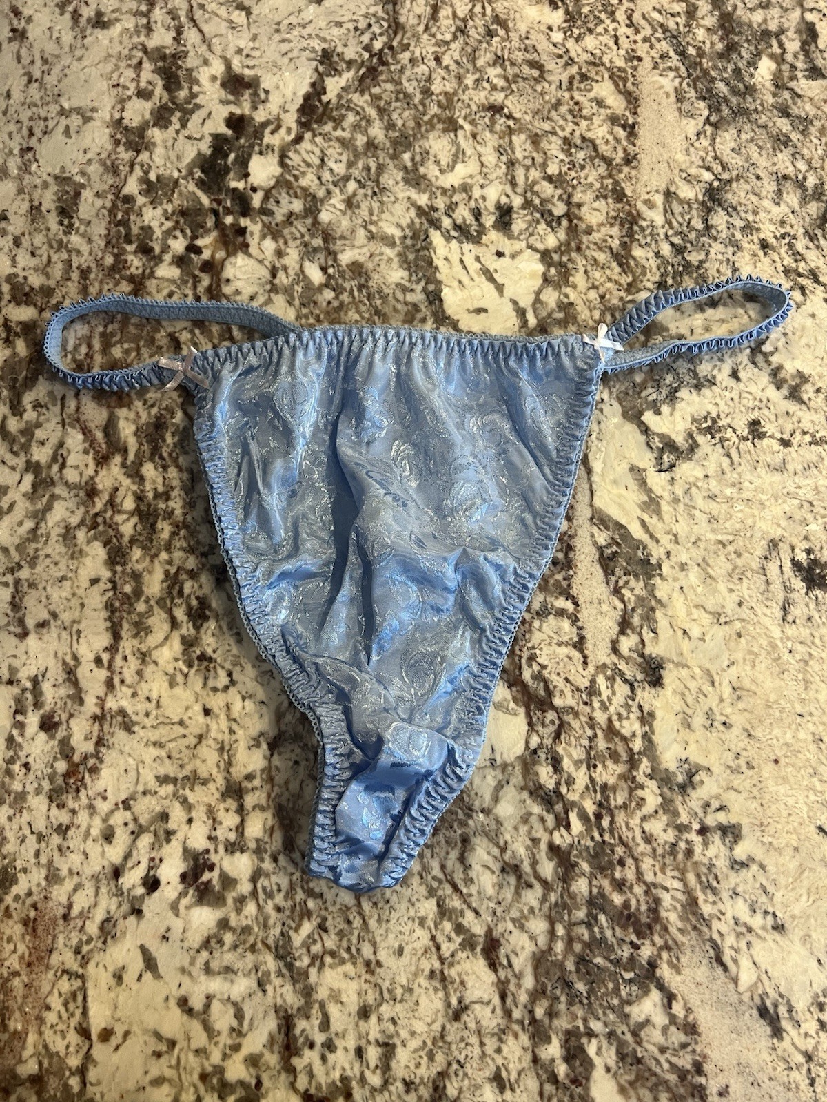 Vintage 90s Ashley Taylor 100% Polyester Satin High Cut Thong Panties Size 10