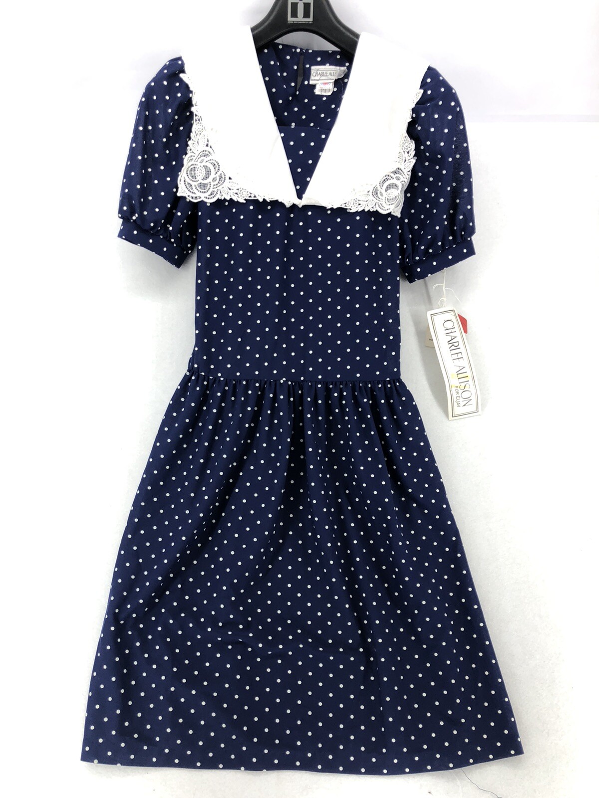 Vtg Charlee Allison for Aljay Dress Womens Junior Size 7 Prairie Dress Polka Dot
