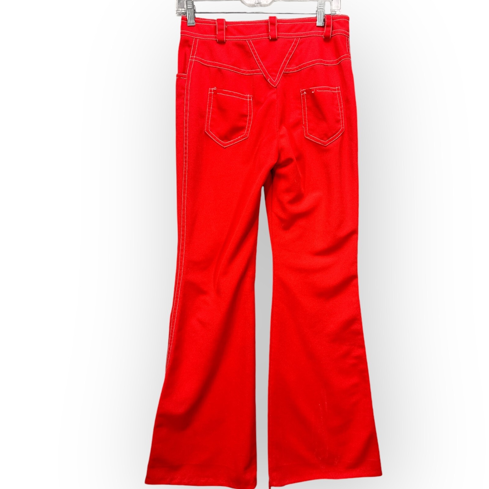 70s Womens Mod Wide Leg Flare Western Heritage Hot Red Pants Flare 28″ Waist