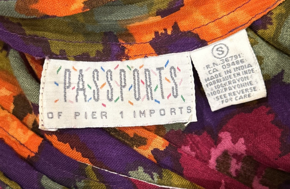 Vintage PASSPORTS OF PIER 1 IMPORTS Womens Dress S Cottage Core Floral 90’s