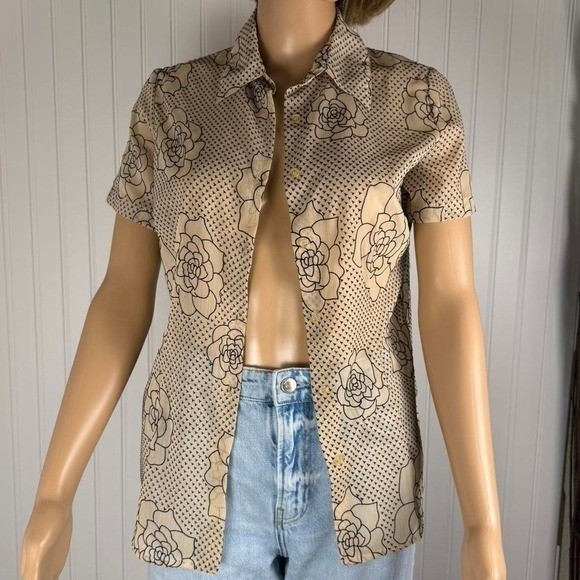 Vintage Claudia Richard sheer floral button-up blouse Small