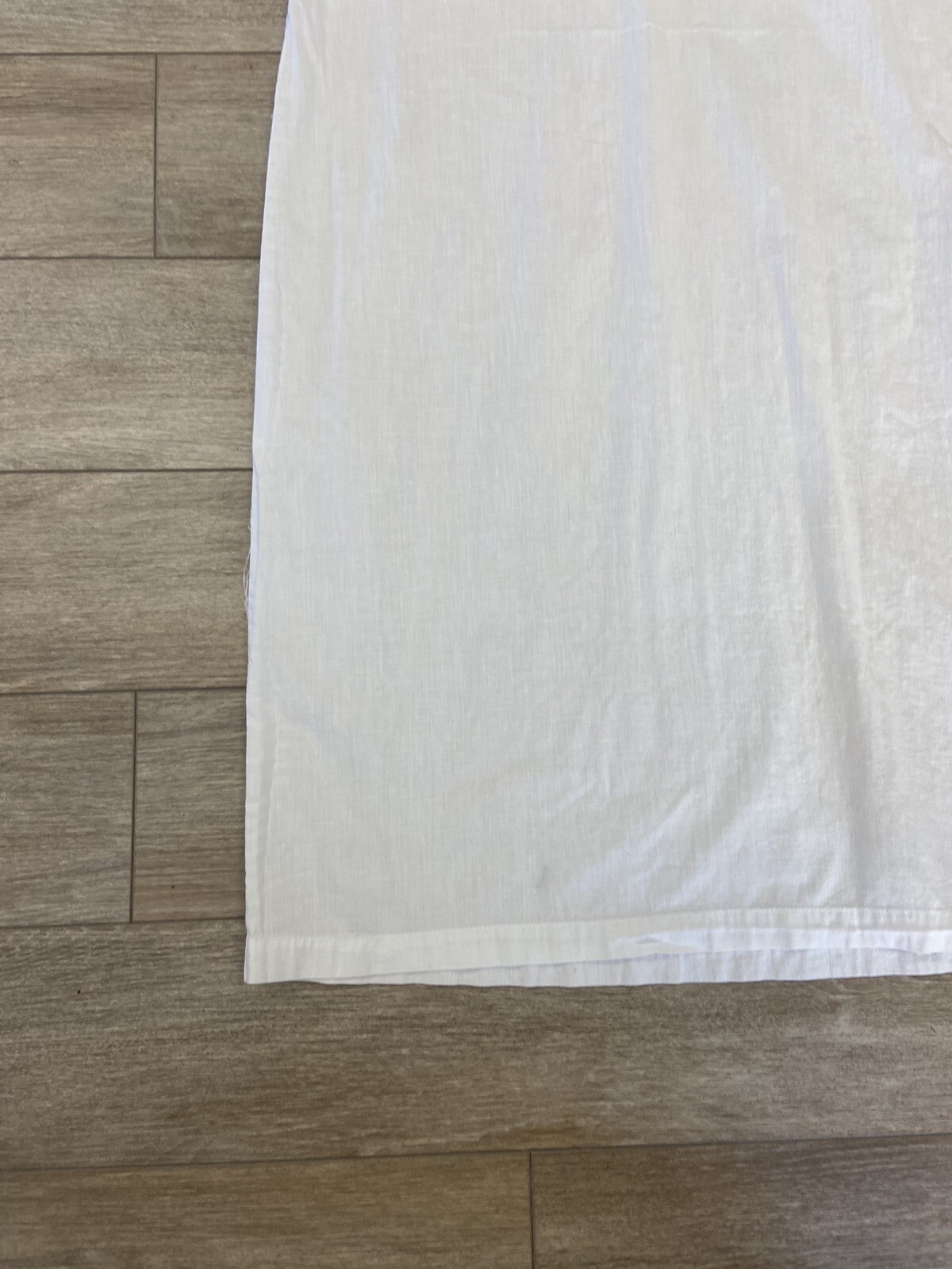 Antique Edwardian White Cotton Slip Dress or Night Gown Embroidery and Lace Trim